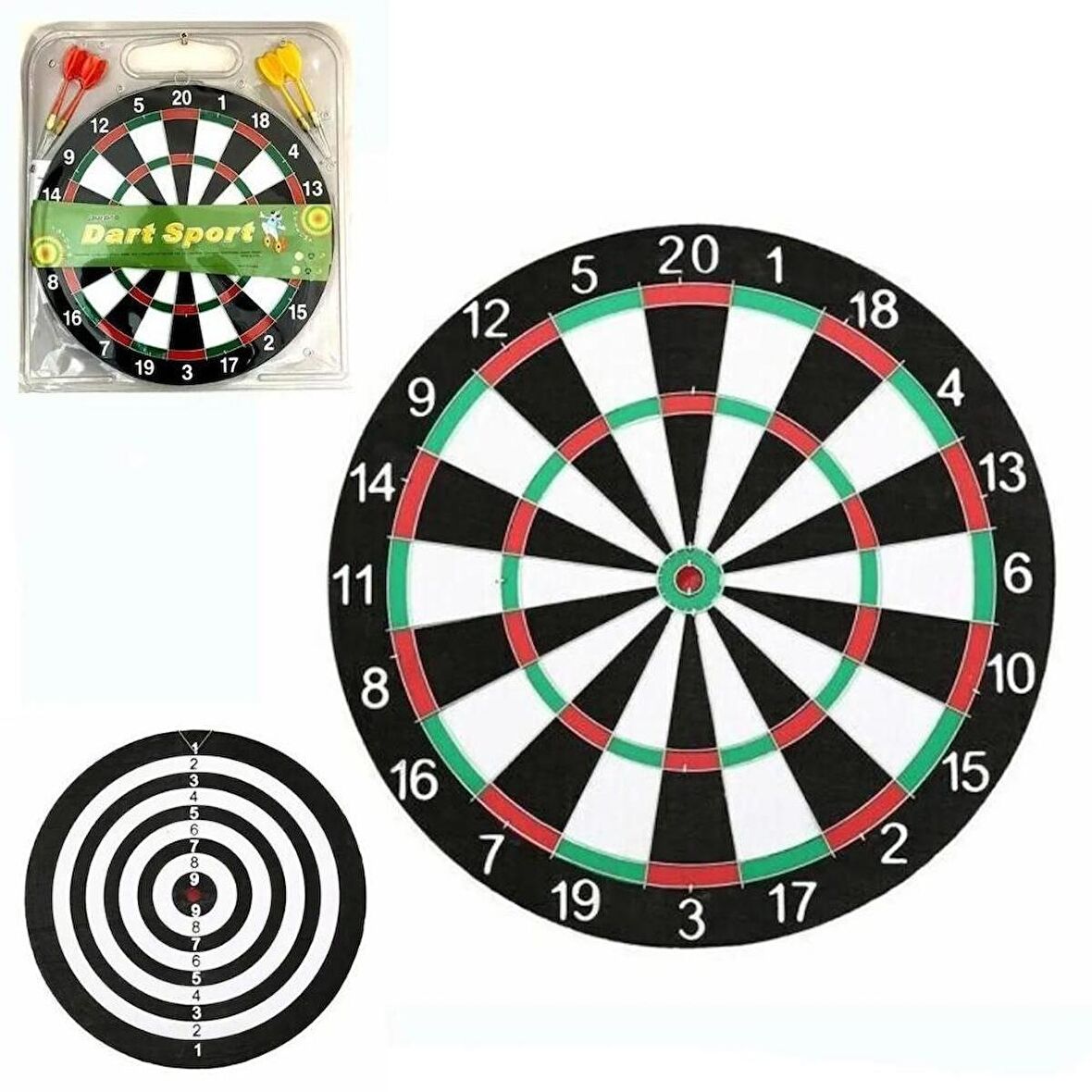 Çift Taraflı Dart Tahtası ve 4 Adet Metal Uçlu Ok 30cm Bullseye