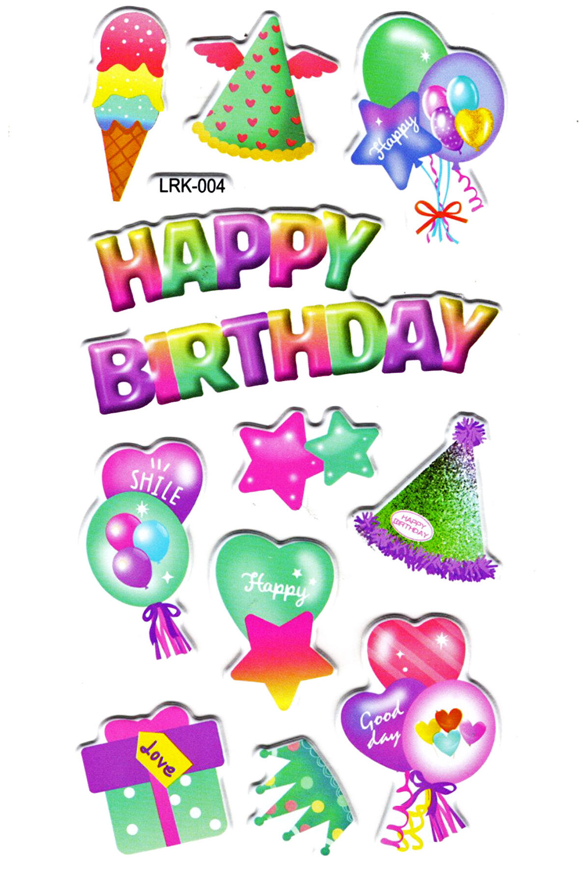 Sticker Kabartmalı Stiker Defter Planlayıcı Etiket (Lrk004)-17x9 cm- Doğum Günü, Balon