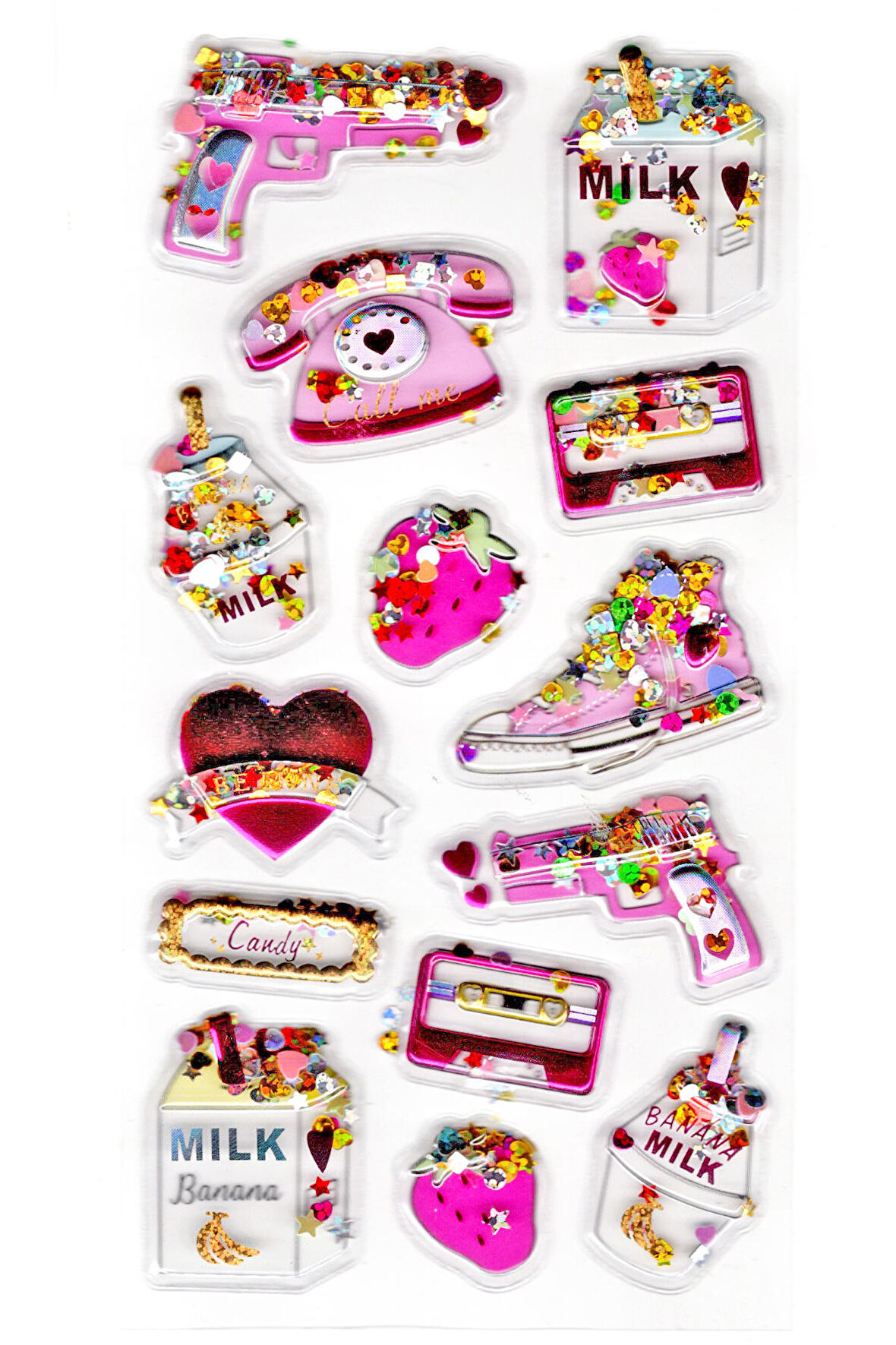 Sticker Kabartmalı Stiker Defter, Planlayıcı Etiket (pullu-807) - 17X9 cm - Telefon Milk