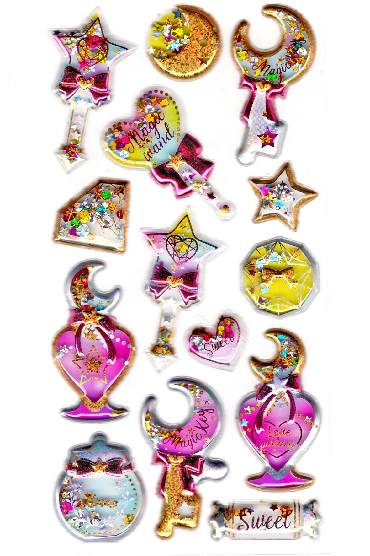 Sticker Kabartmalı Sticker Defter, Planlayıcı Etiket (pullu-814)-17x9 cm - Sihirli Asa