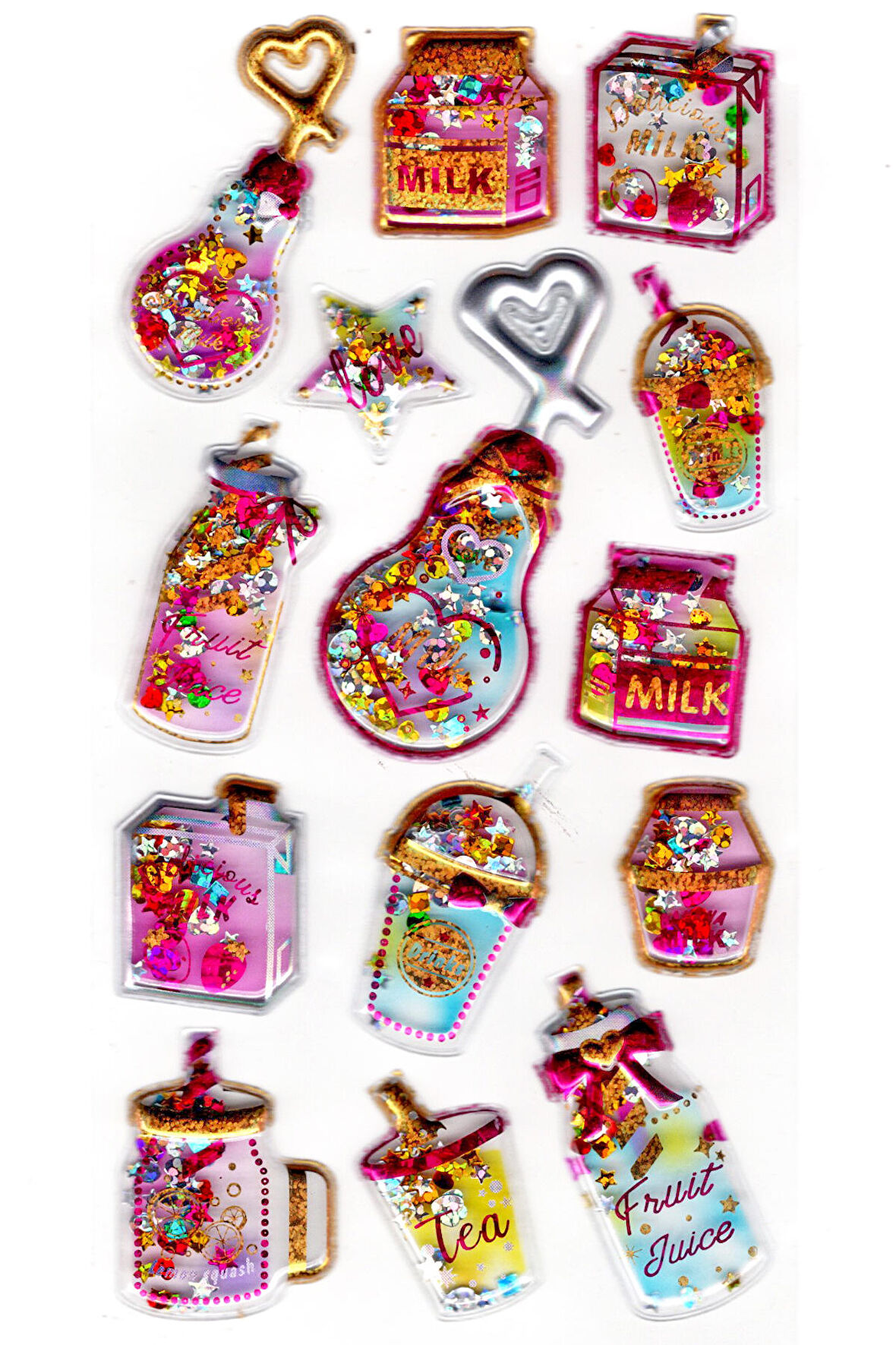 Sticker Kabartmalı Sticker Defter, Planlayıcı Etiket (pullu-815)-17x9 cm - Pullu içecek