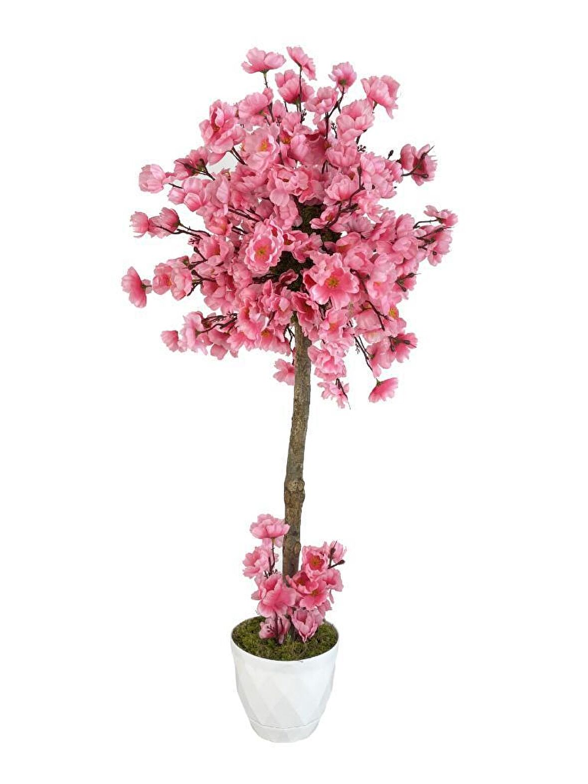 Yapay Ağaç Açık Pembe Bahar Dalı Japon Kiraz Çiçeği Beyaz Saksılı 90cm