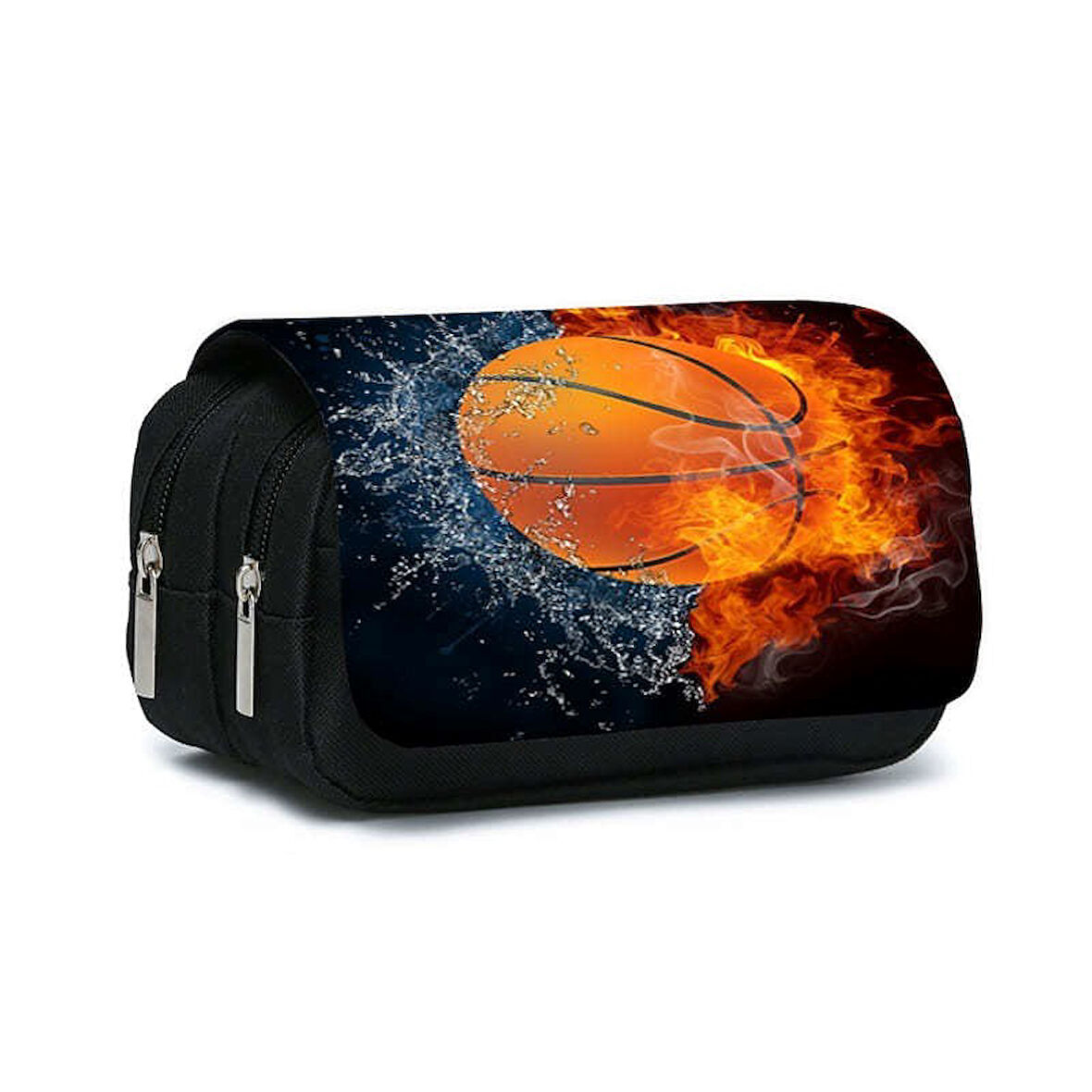 Petityu Basketbol Çift Fermuarlı Kapak Kapama Büyük Kapasiteli Kalem Kutus: