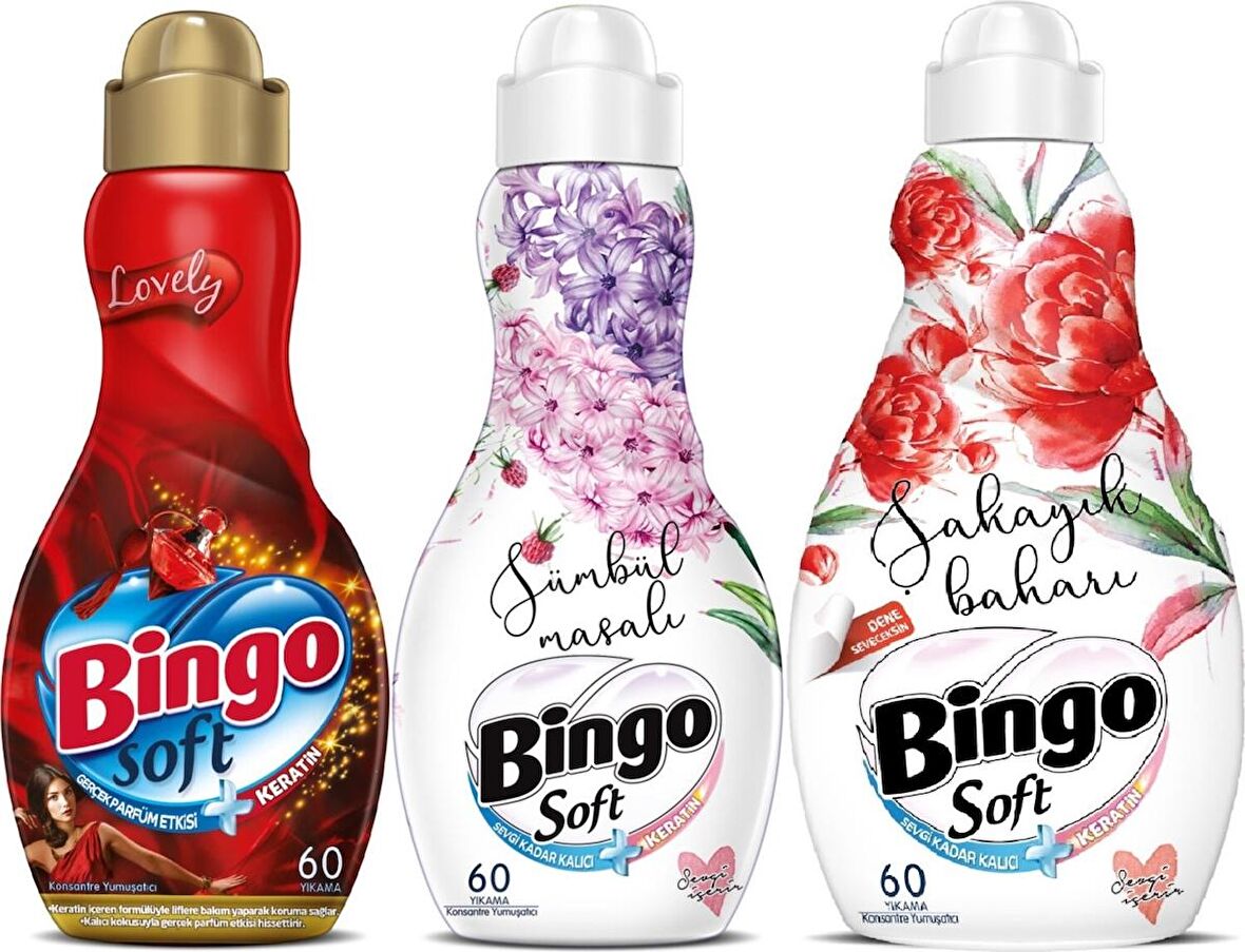 Bingo Soft Çamaşır Yumuşatıcı Konsantre 1440 ml Karma 3'lü Set (Lovely-Sümbül Masalı-Şakayık Baharı)