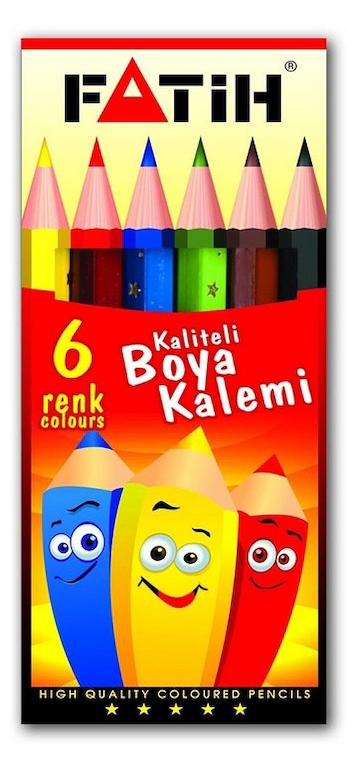 FATİH 33006 KURU BOYA 6 RENK (1/2) YARIM BOY / KURU KALEM BOYA SET - YENİ