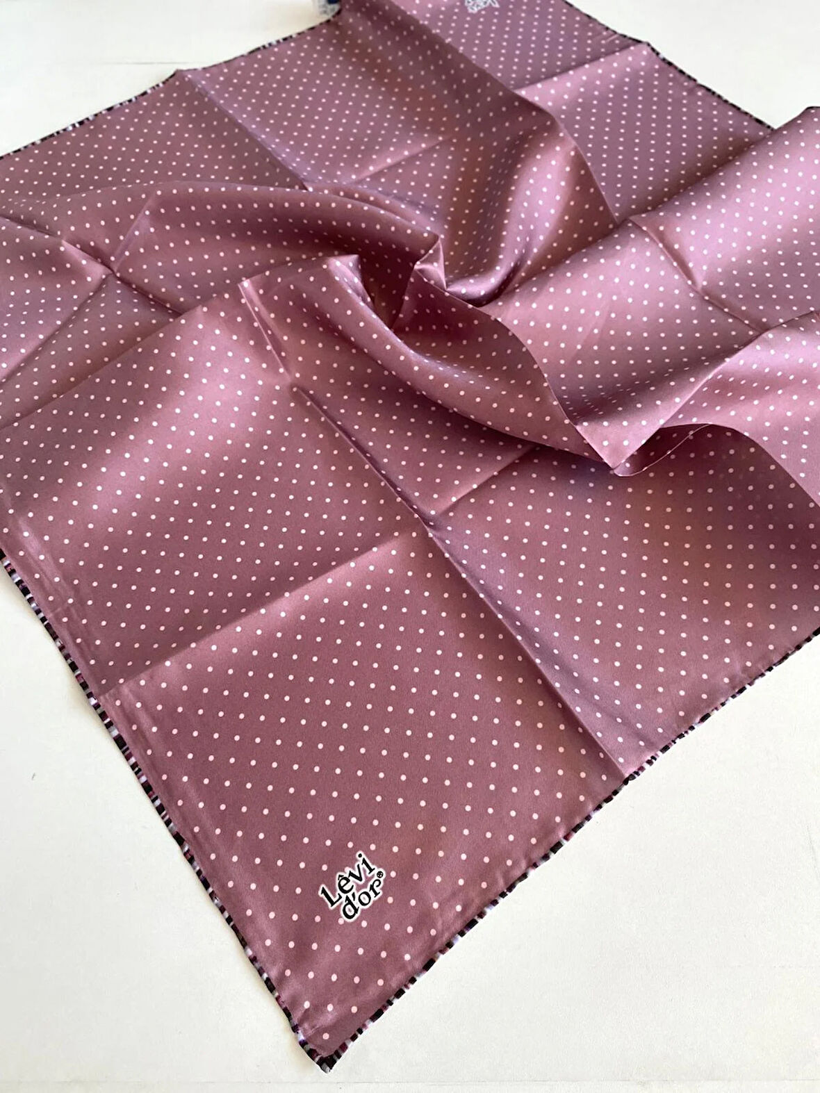 Levidor Tivil Saf İpek Eşarp 49353 Gül Kurusu Karışık Desen