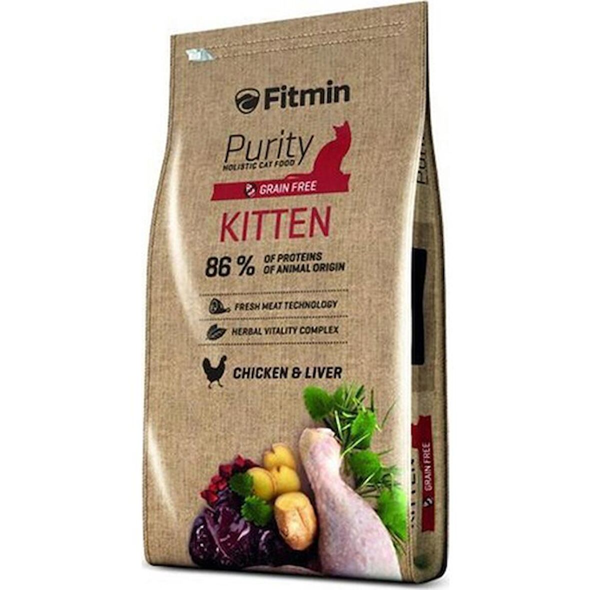 Fitmin Purity Kitten Tavuk ve Ciğerli Tahılsız Yavru Kedi Maması 10 kg