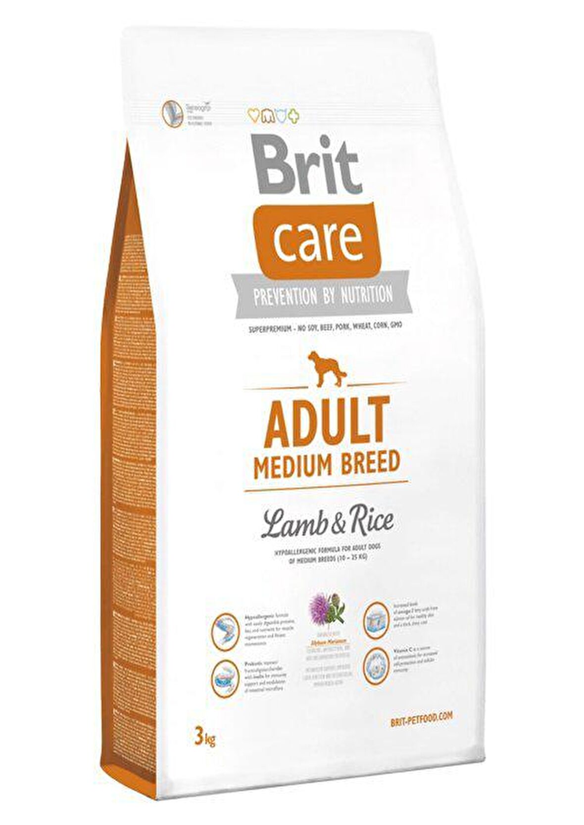 Brit Care Kuzu Etli-Pirinçli Orta Irk Yetişkin Kuru Köpek Maması 3 kg