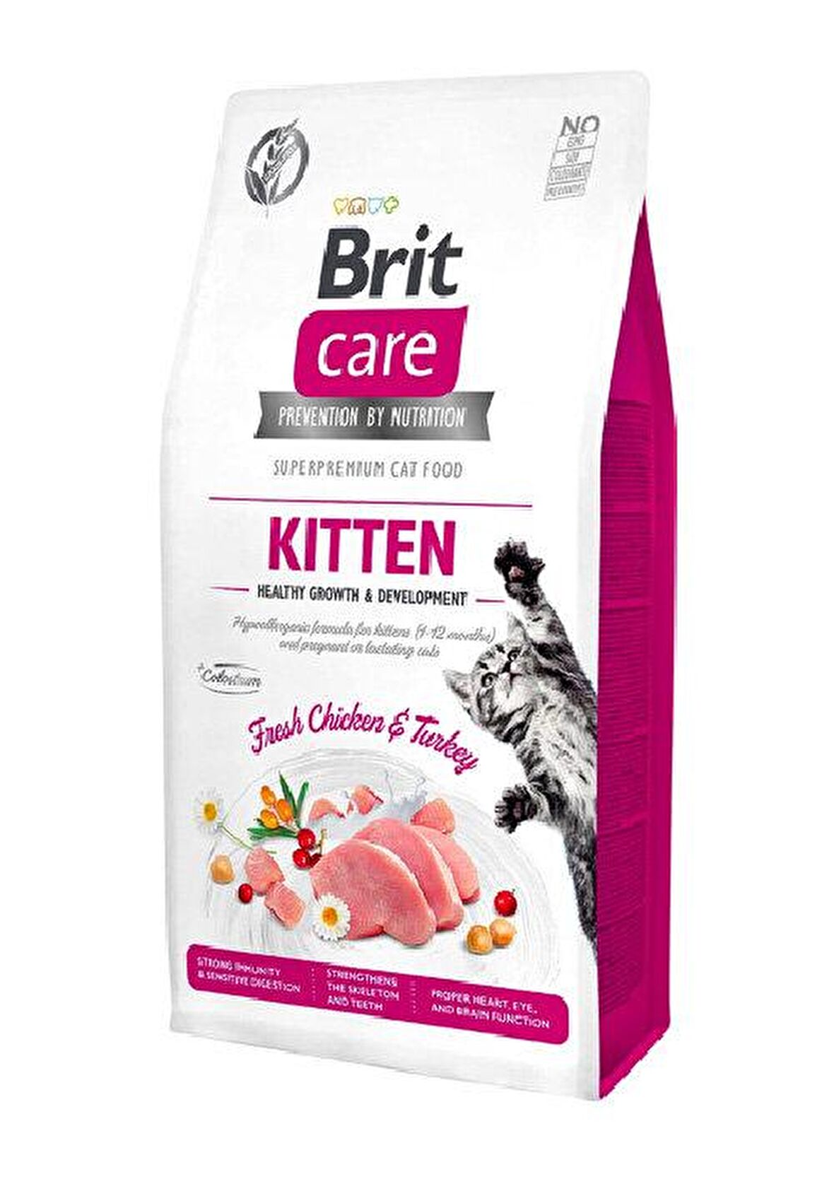 Brit Care Hypo-Allergenic Saglikli Büyüme için Tavuklu ve Hindili Tahilsiz Yavru Kedi Mamasi 7kg