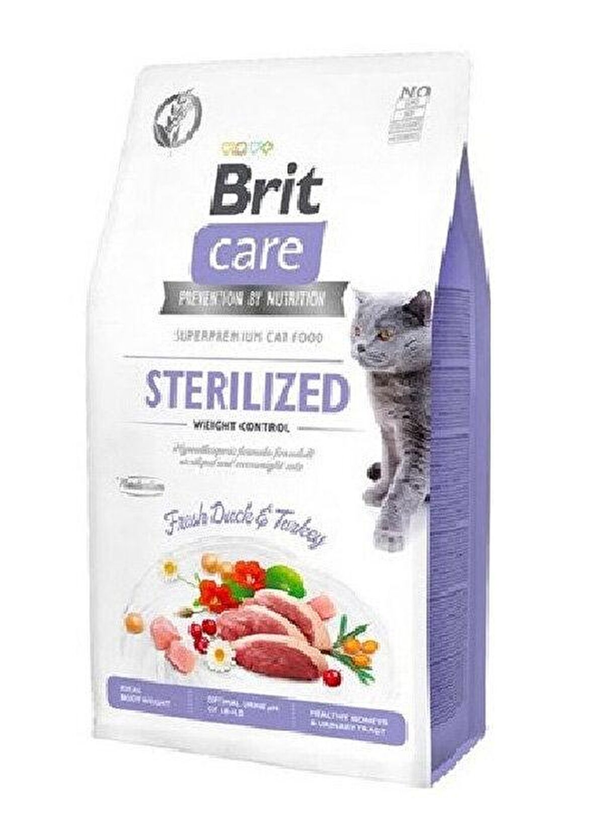 Brit Care Hypo-Allergenic Kilo Kontrolü için Ördekli Tahilsiz Kisirlastirilmis Kedi Mamasi 7kg