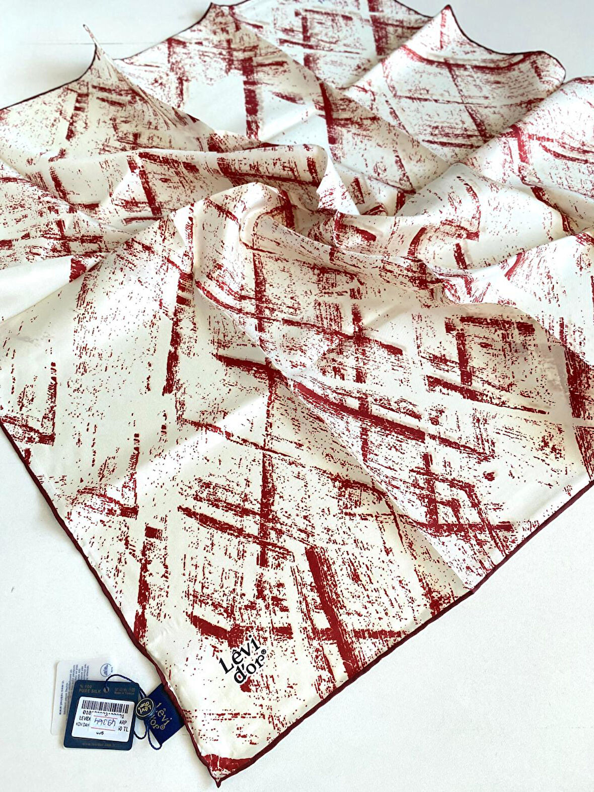 Levidor Tivil Saf İpek Eşarp 49364 Krem Karışık Desen