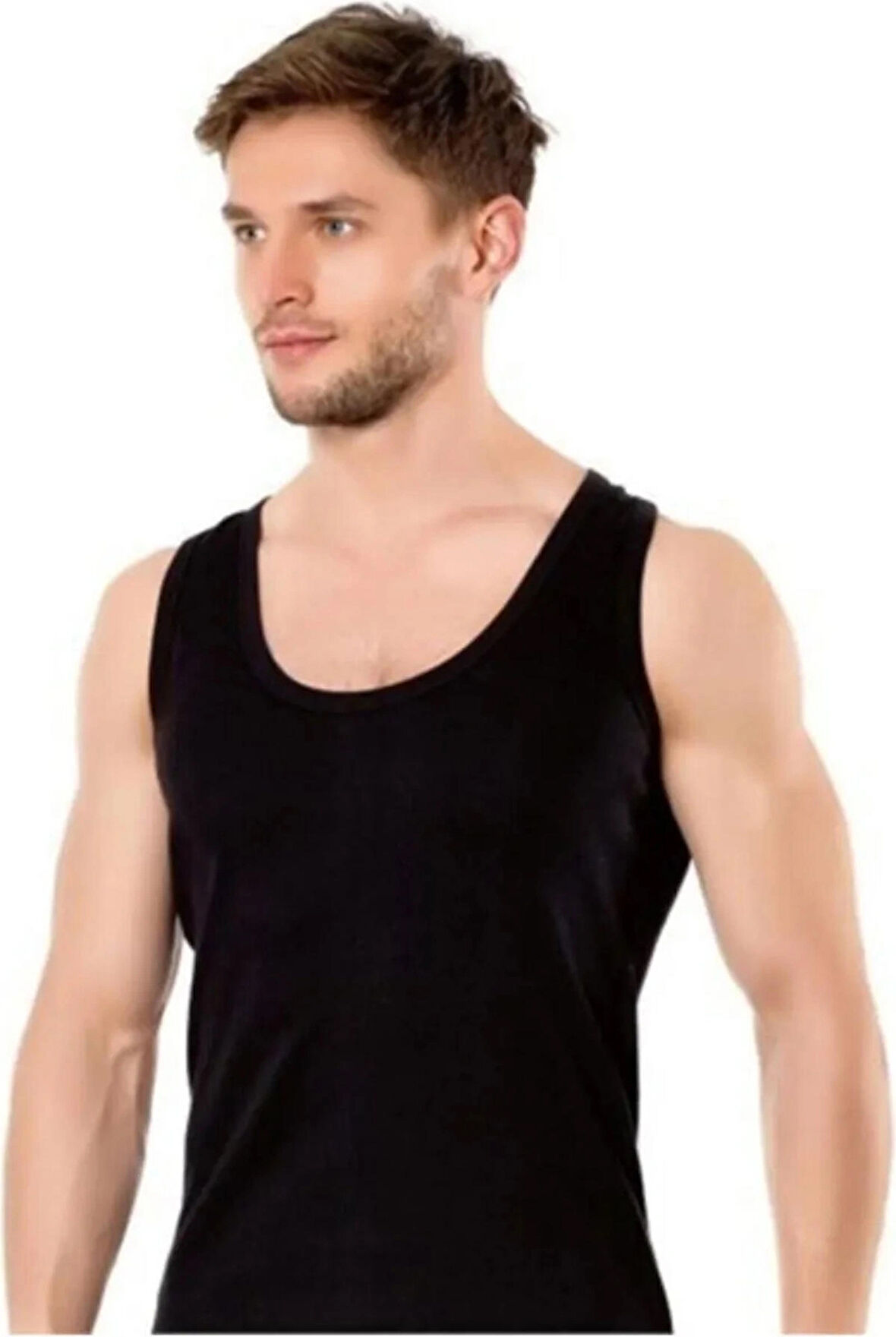  Erkek Ribana Askılı Atlet 2'li Paket Siyah Beden 6 (2XL)