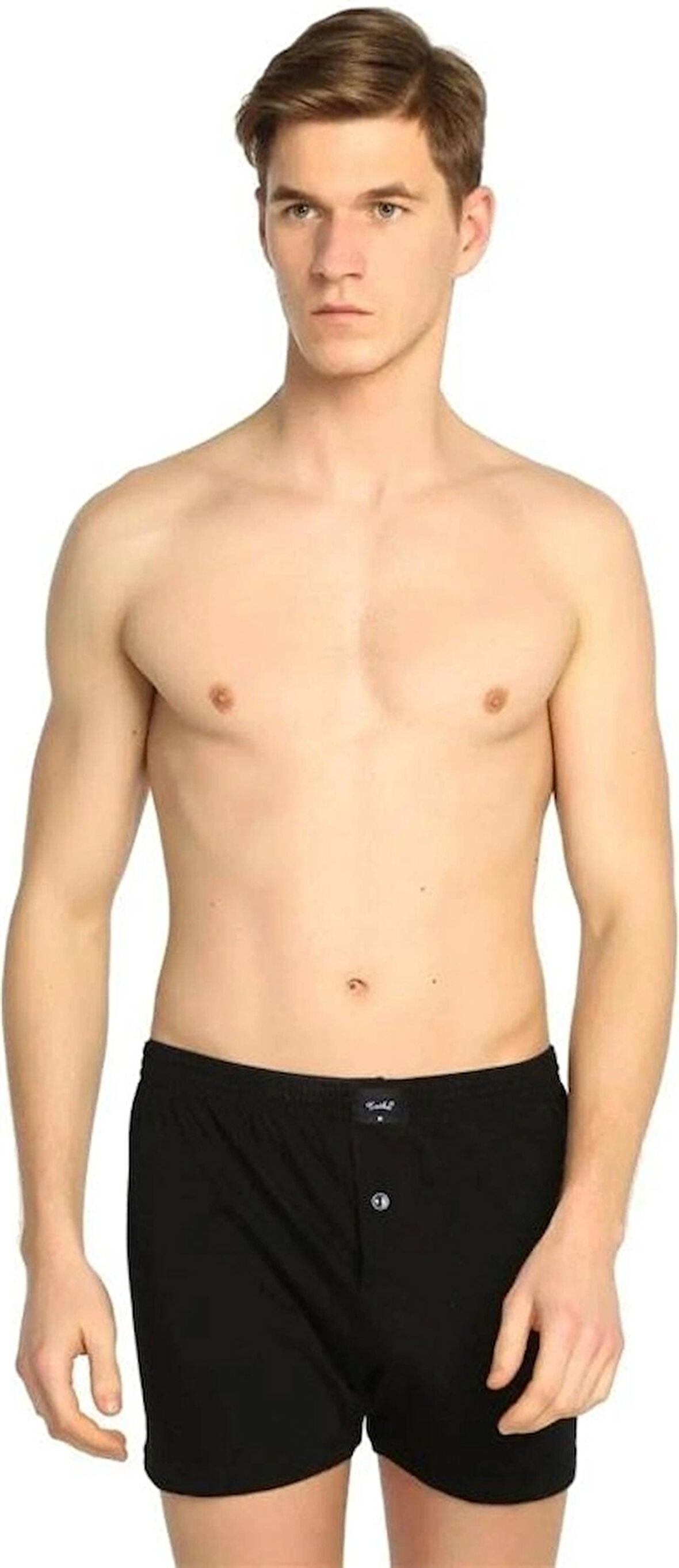 Erkek Düğmeli Penye Erkek Boxer 2'li Paket