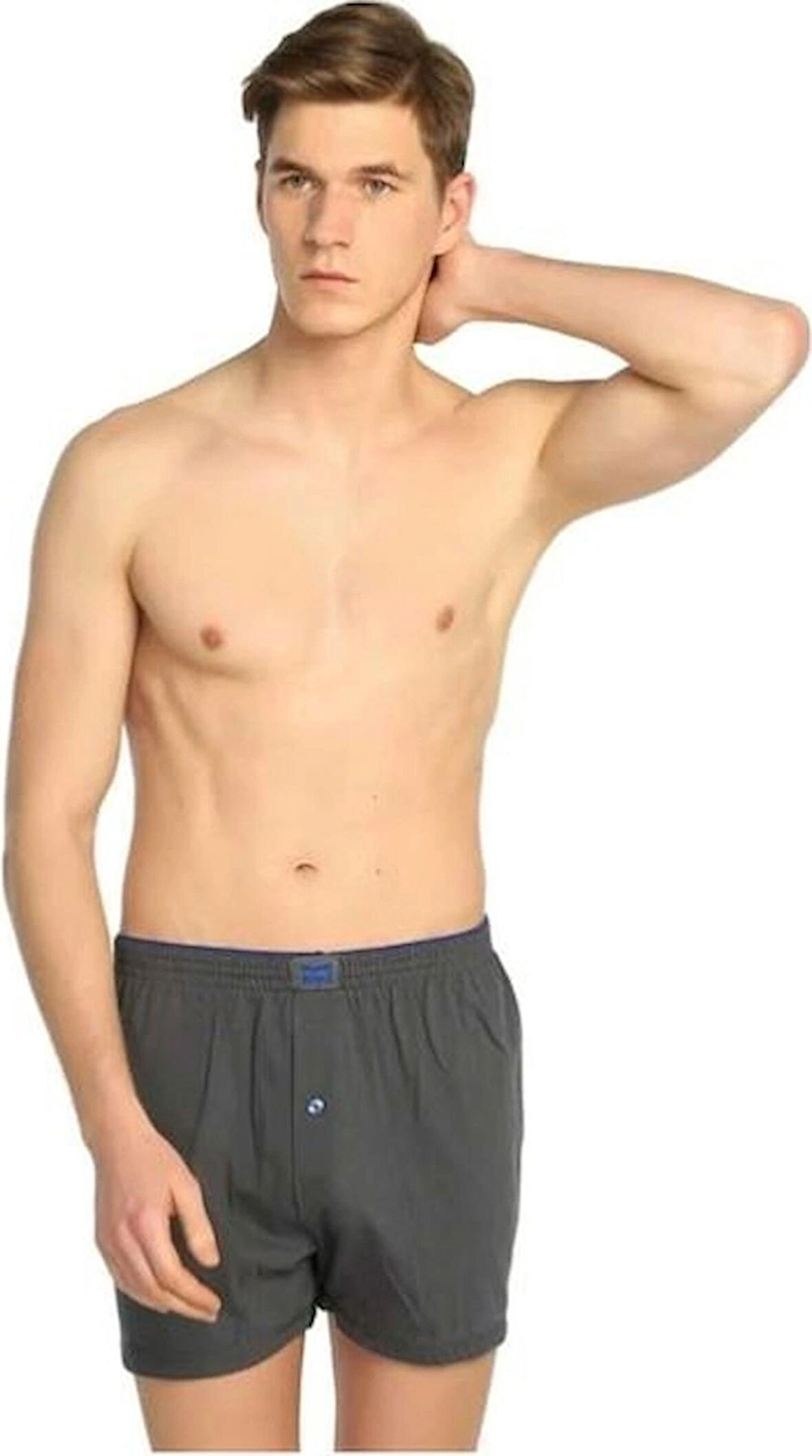 Erkek Düğmeli Penye Erkek Boxer 2'li Paket