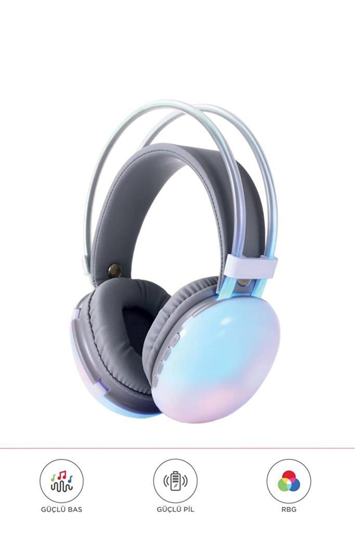 Kablosuz RGB Işıklı Kulak Üstü Bluetooth Kulaklık