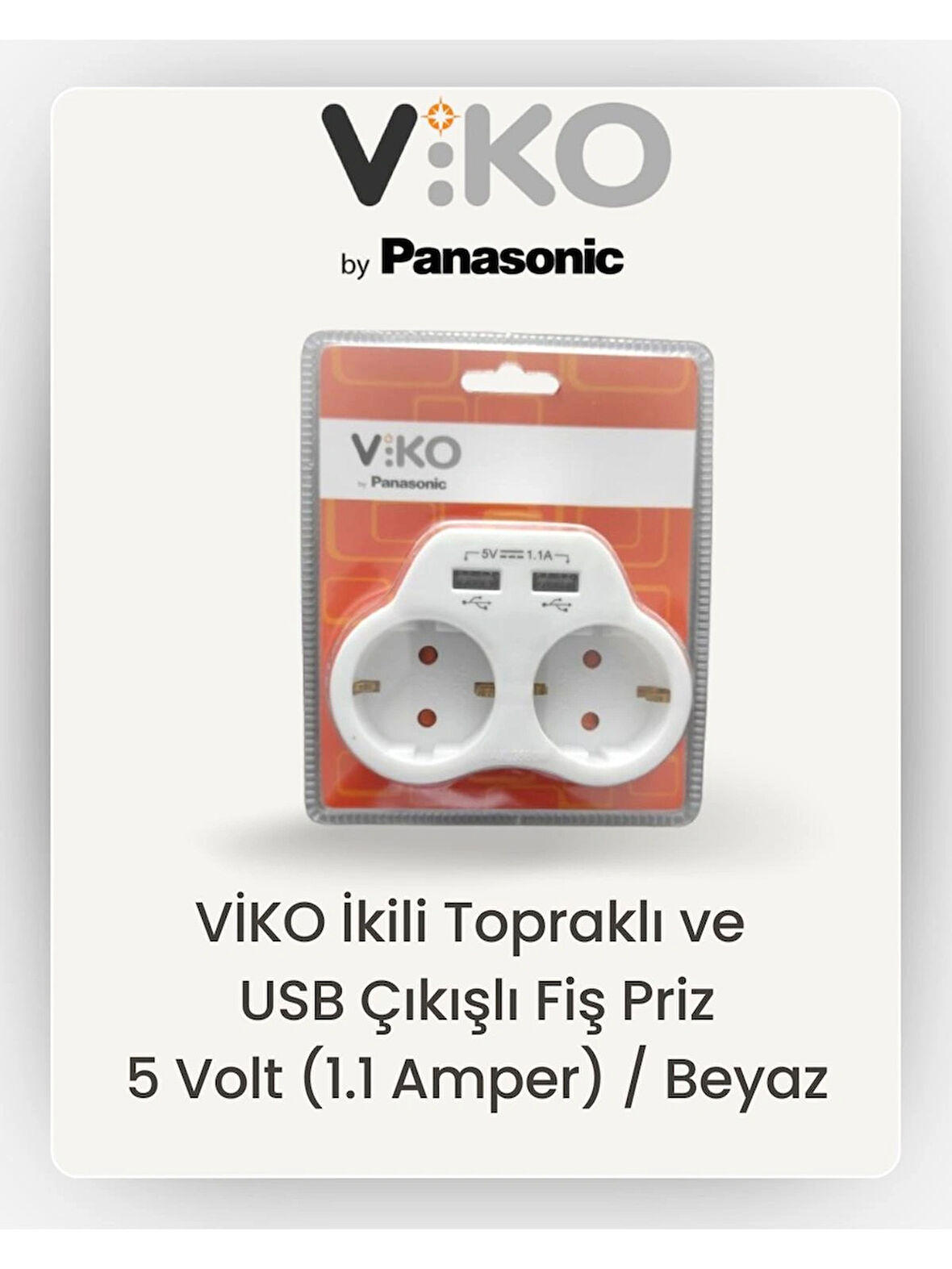 Viko Topraklı İkili USB Çıkışlı Fiş Priz 1.1 Amper Golyat Şarj Priz