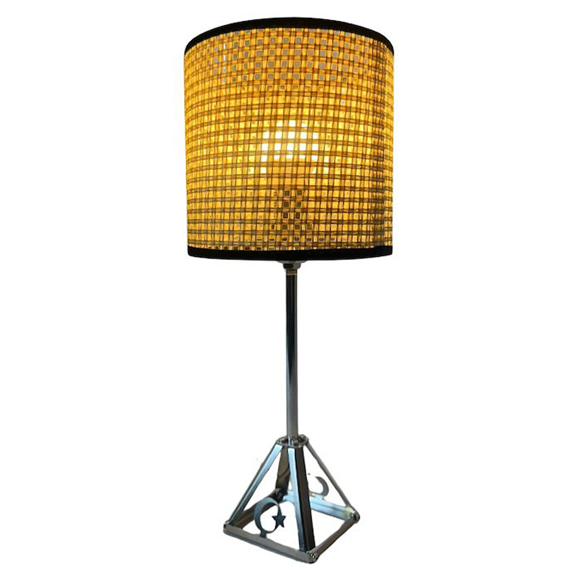 Uretti - Funda 1593 1704 Metal Ayaklı Luxe Hazeran Rattan Abajurlu Masa Lambası