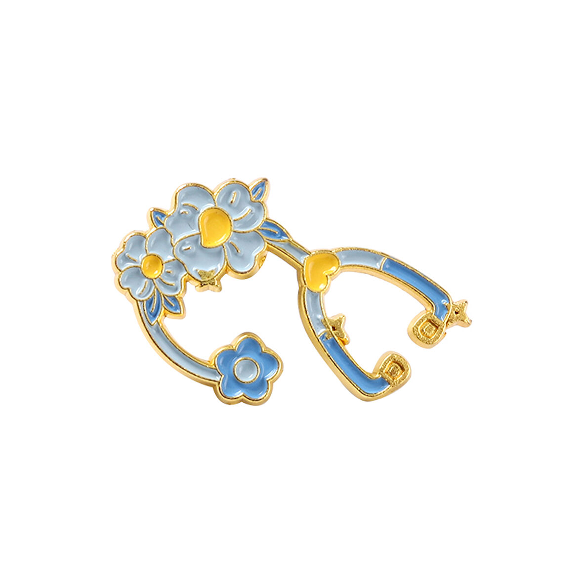 Çiçekli Steteskop Desenli Medikal Broş P0585