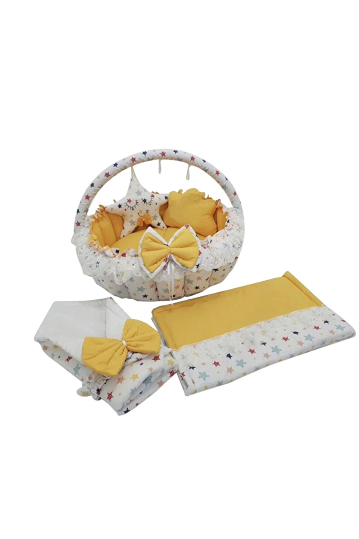 Karışık Yıldızlı Tasarım Babynest Lüx Oyun Minderi 6 Parça Set