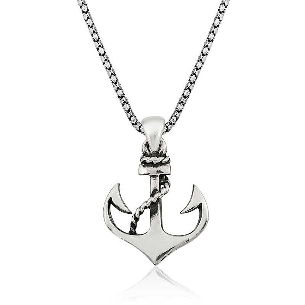 925 Ayar Gümüş Deniz Çapası Erkek Gümüş Kolye