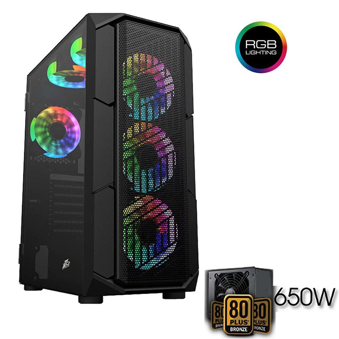 XASER XR-07 4 Fanlı RGB 650W 80+ Plus Bronze Power Gaming Kasa
