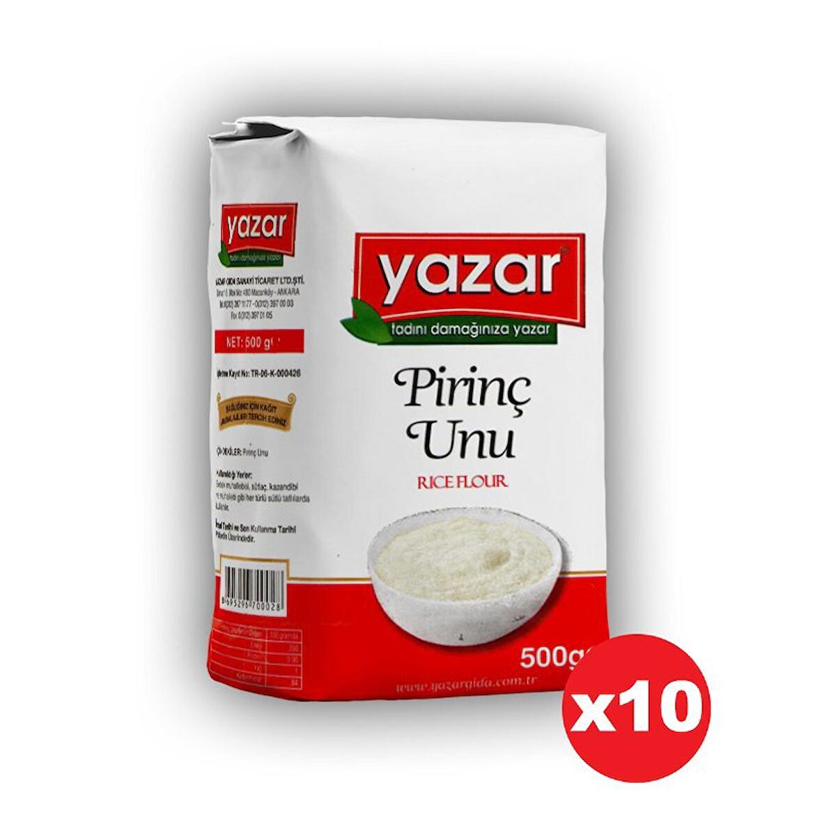 Yazar Sade Pirinç Unu 500 Gr x 10 Paket