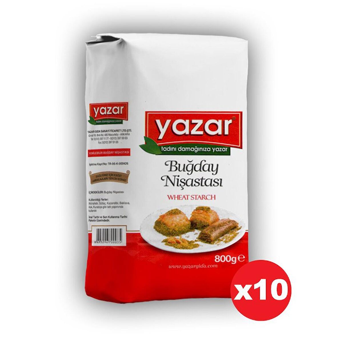 Yazar Buğday Nişastası 800 Gr x 10 Paket