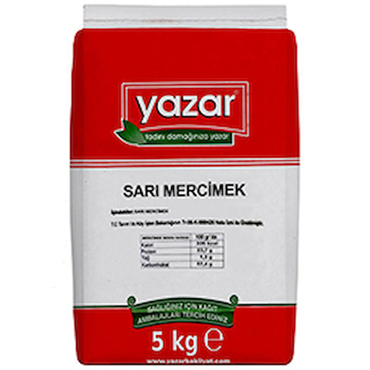 Yazar Sarı Mercimek 5 Kg