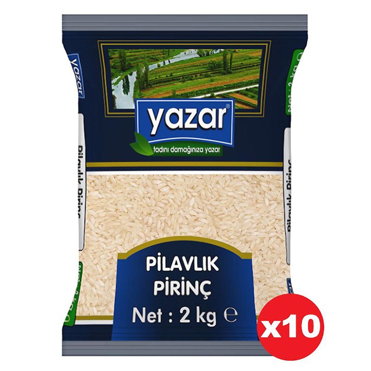 Yazar Ucuz Uygun Fiyat Pilavlık Pirinç 2 Kg. x 10 Paket