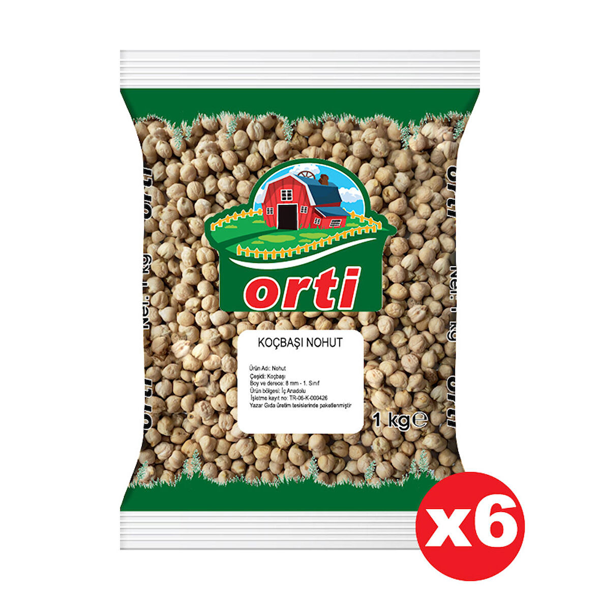 Orti Koçbaşı Nohut 1 Kg. x 6 Adet