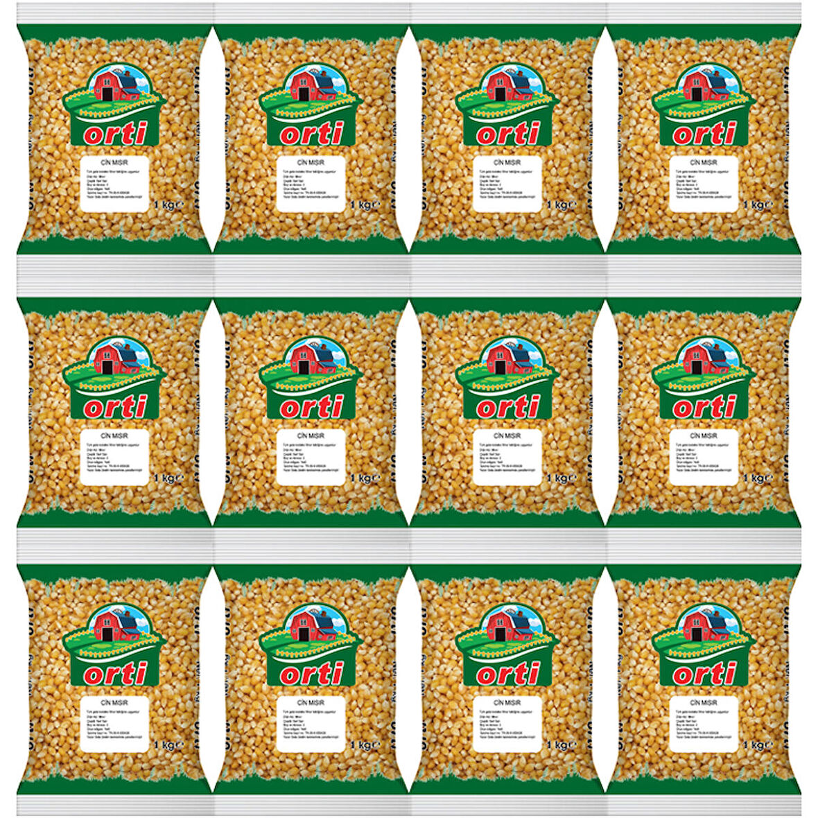 Orti Patlatmalık Cin Mısır 1 Kg x 12 Paket