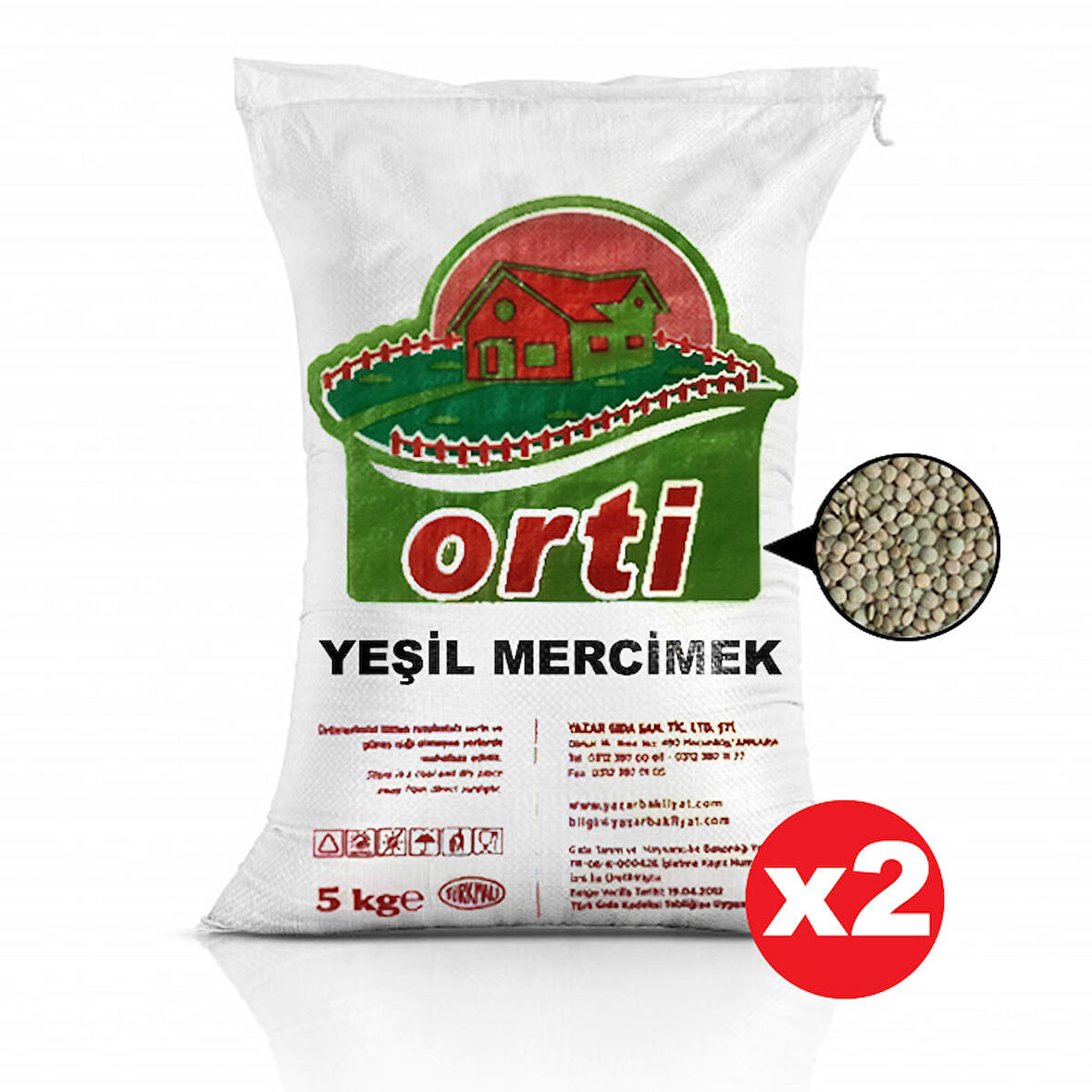 Orti Yeşil Mercimek 5 Kg. x 6 Adet