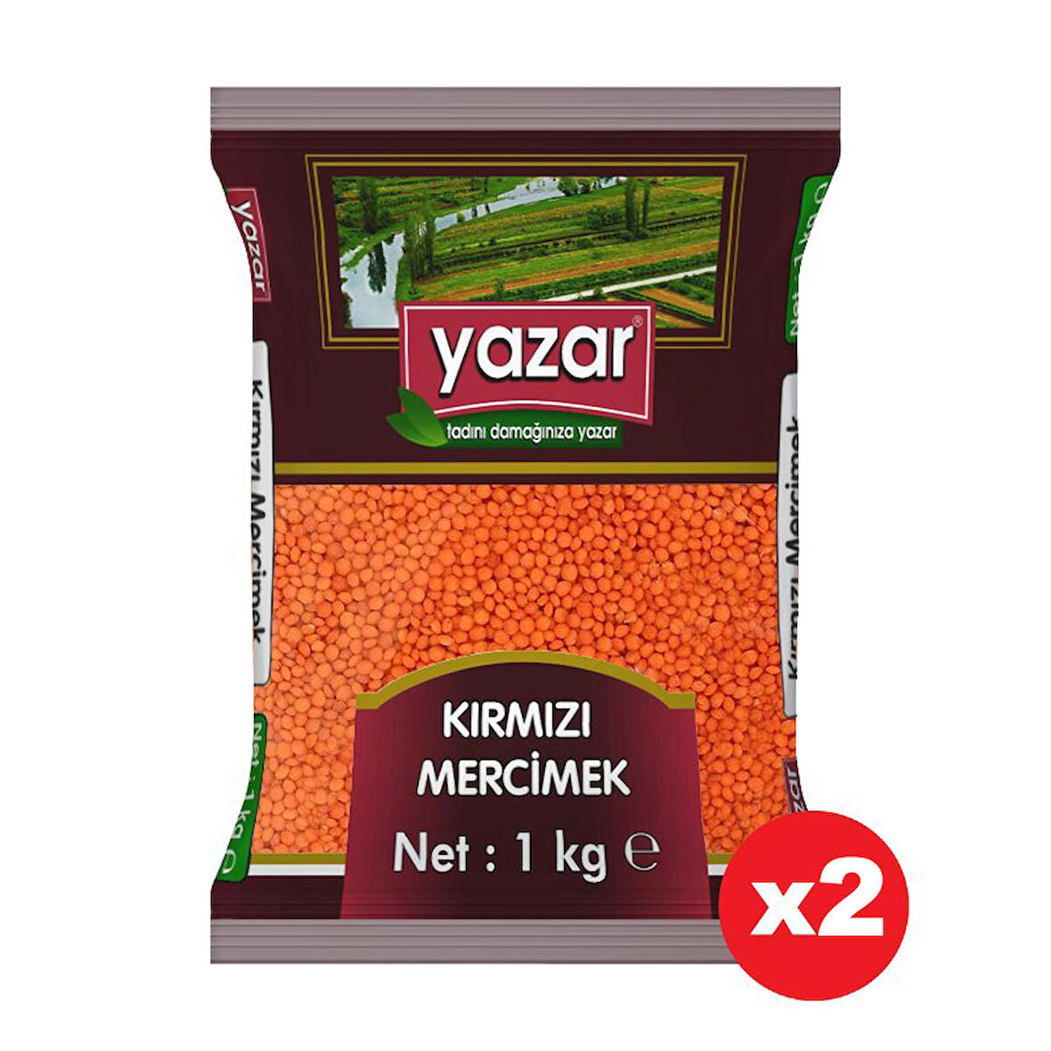 Yazar Yerli Kırmızı Mercimek 1 Kg. x 2 Adet