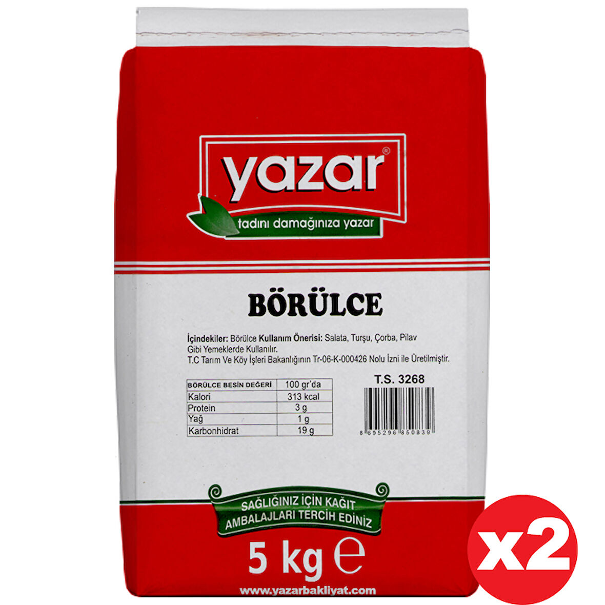 Yazar Kuru Börülce Fasulye 5 Kg x 2 Paket