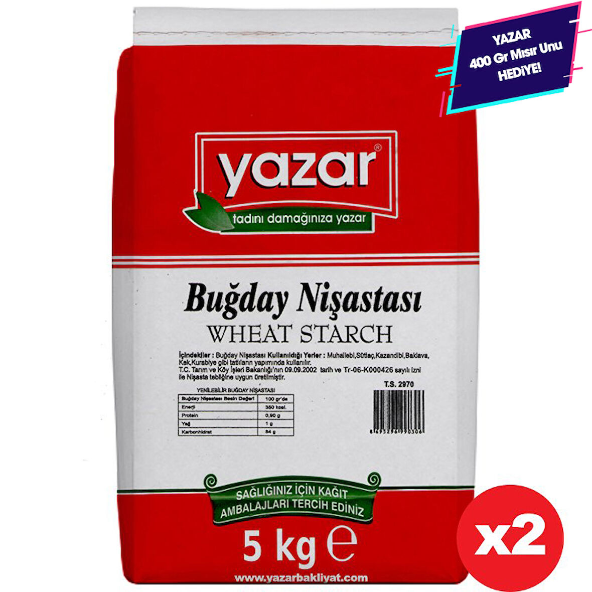 5 Kg x 2 Paket - Yazar Buğday Nişastası 