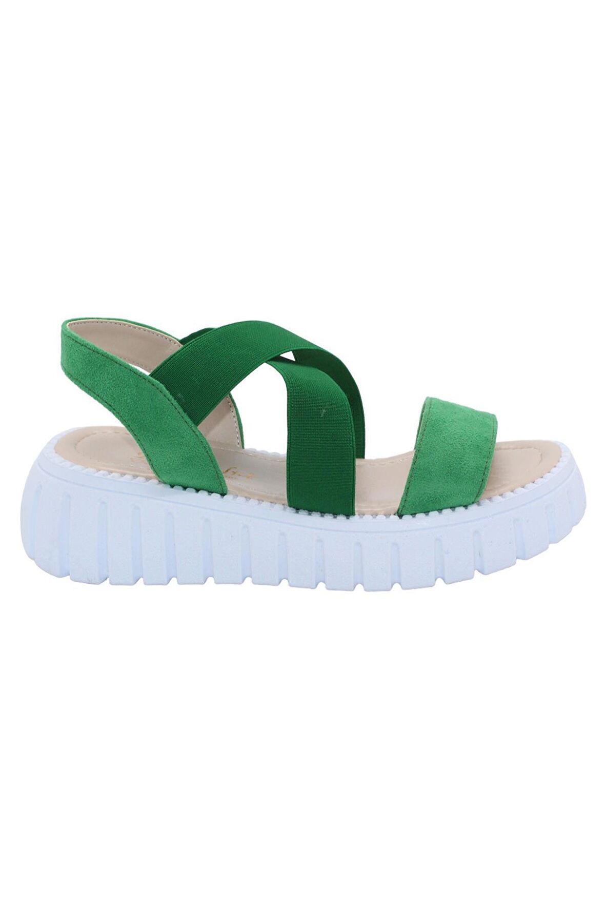 Bluefeet K101 Yeşil Lastik Bantlı Günlük Çapraz Kadın Sandalet
