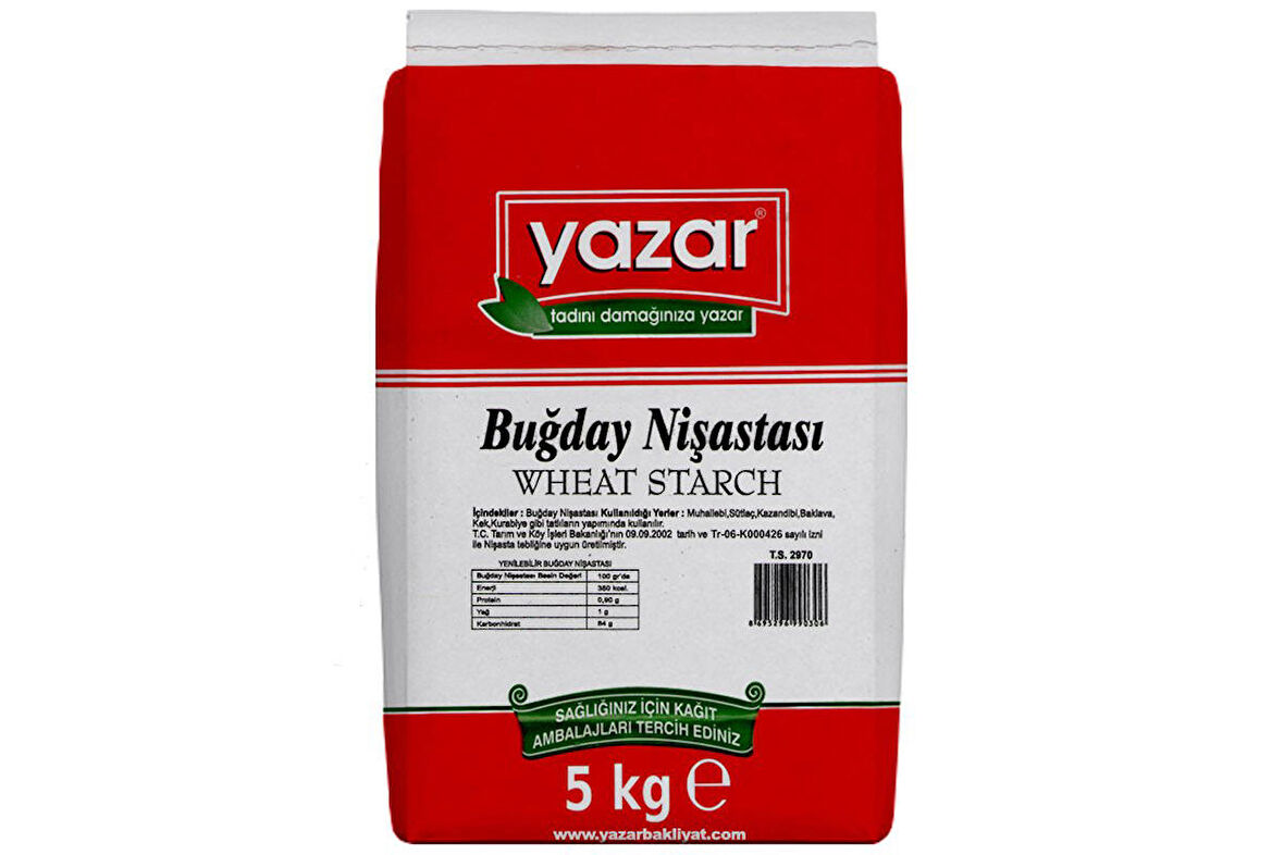 YAZAR 5 Kg Mısır Nişastası+ 5 Kg Buğday Nişastası Karma Kolı 5 kg X 2 Paket