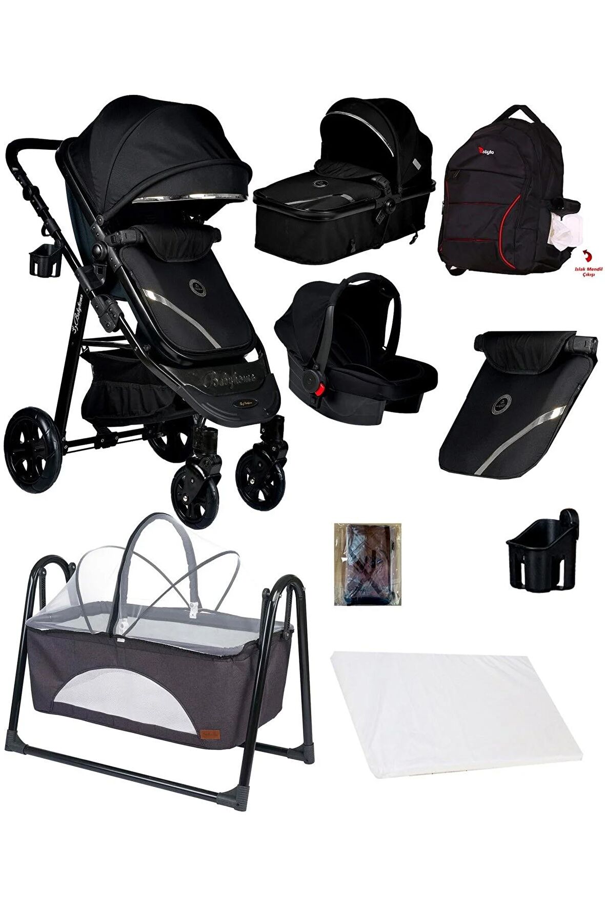Yeni Ekonomi Paket 8 In 1 940 Travel Sistem Bebek Arabası 340 Anne Yanı Bebek Sepeti Beşik