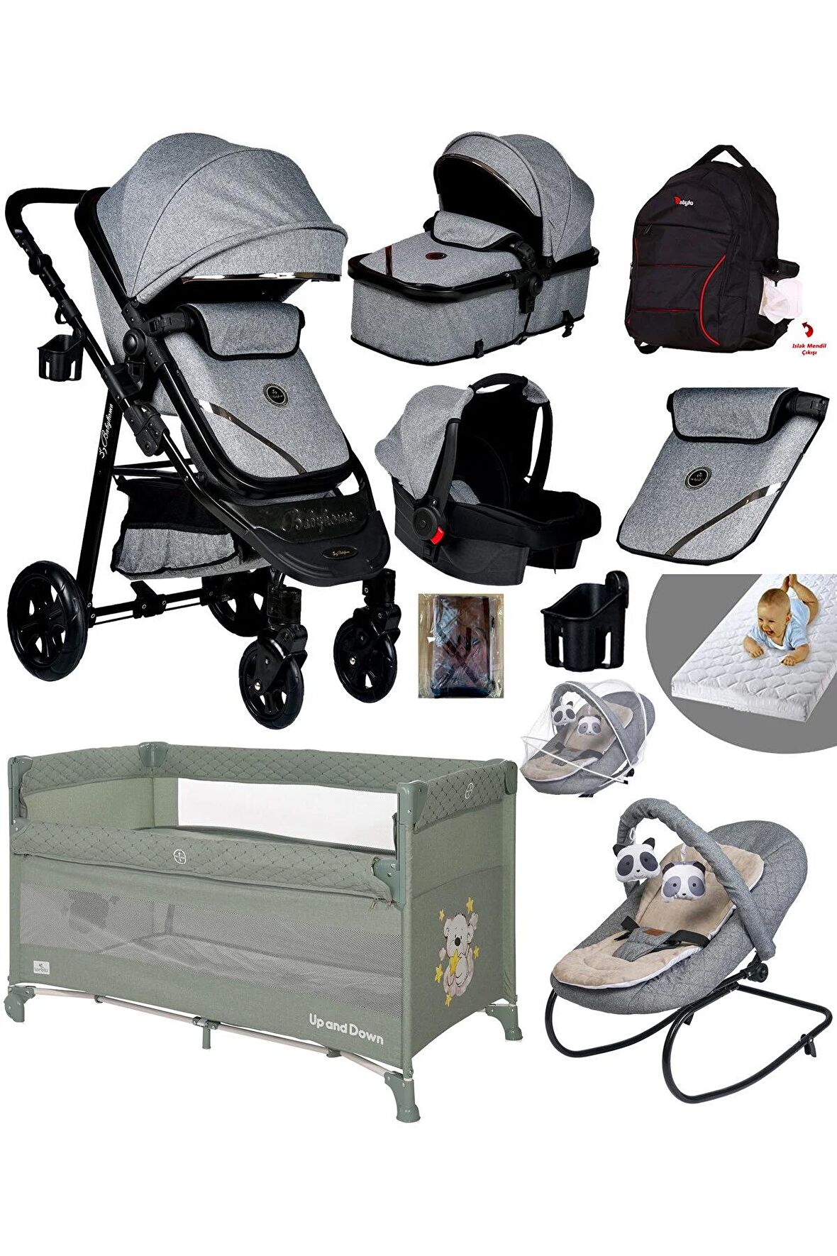 Yeni Full Takım 10 In 1 940 Travel Sistem Bebek Arabası Anne Yanı Park Yatak Beşik Ve Ana Kucağı
