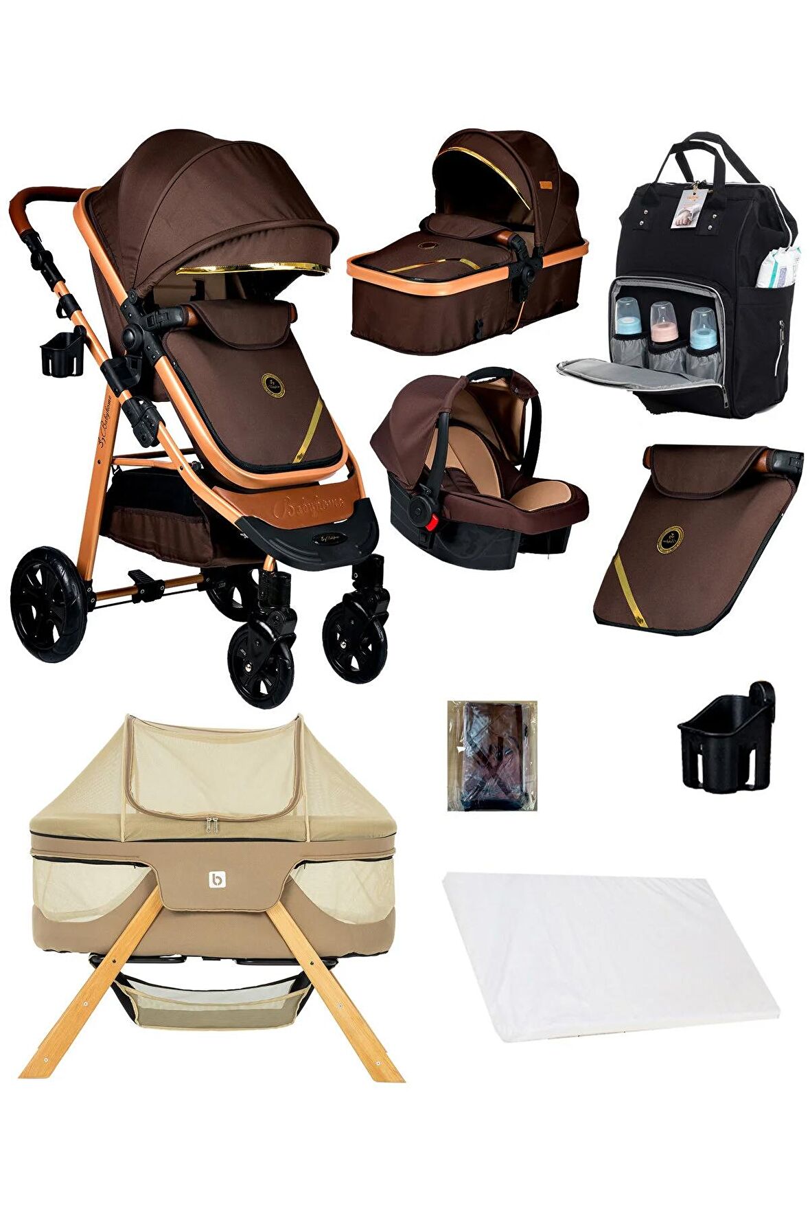 Yeni Doğan 9 İn 1 Full Takım 940 Travel Sistem Bebek Arabası Angel Sepet Anne Yanı Beşik