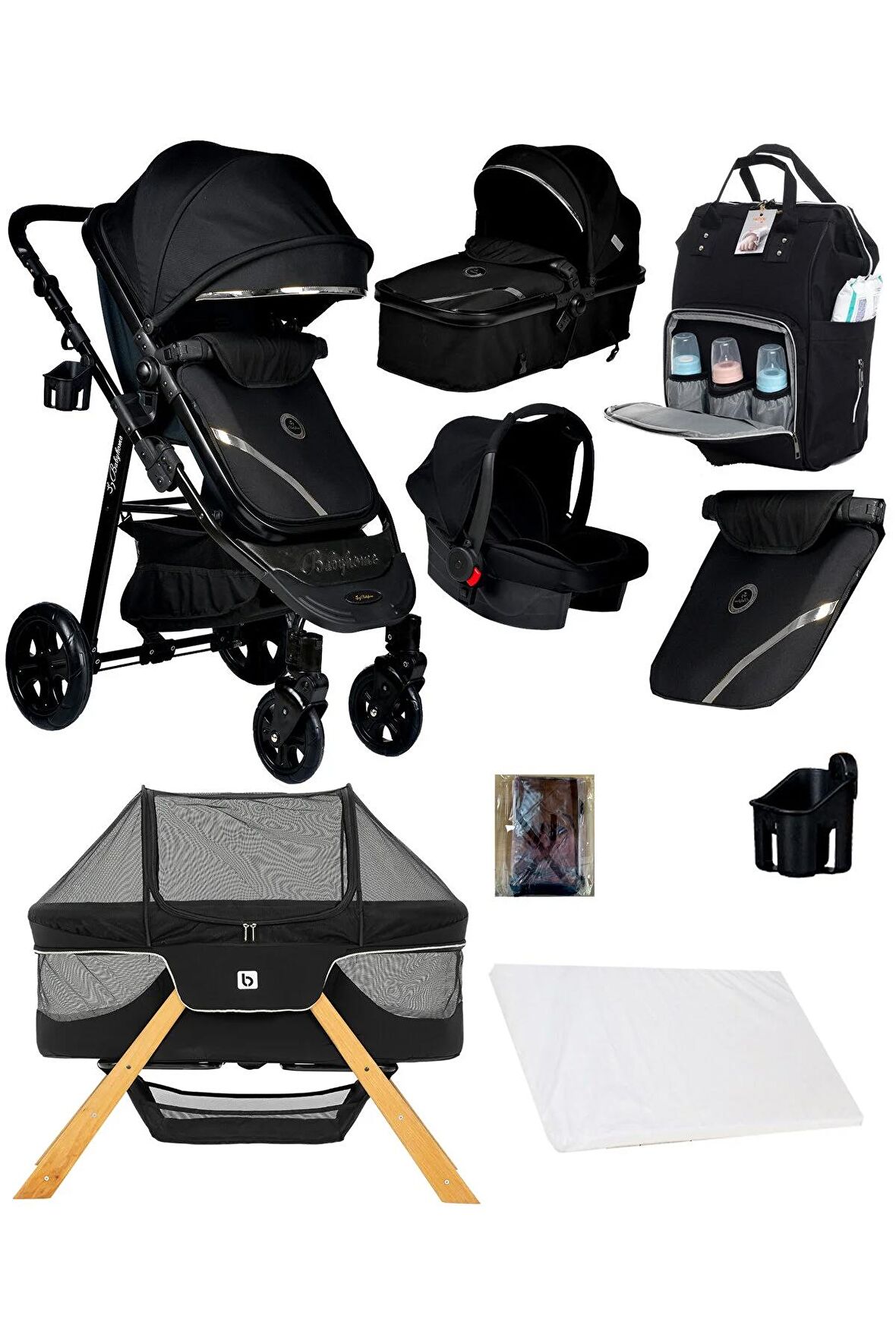 Yeni Doğan 9 İn 1 Full Takım 940 Travel Sistem Bebek Arabası Angel Sepet Anne Yanı Beşik