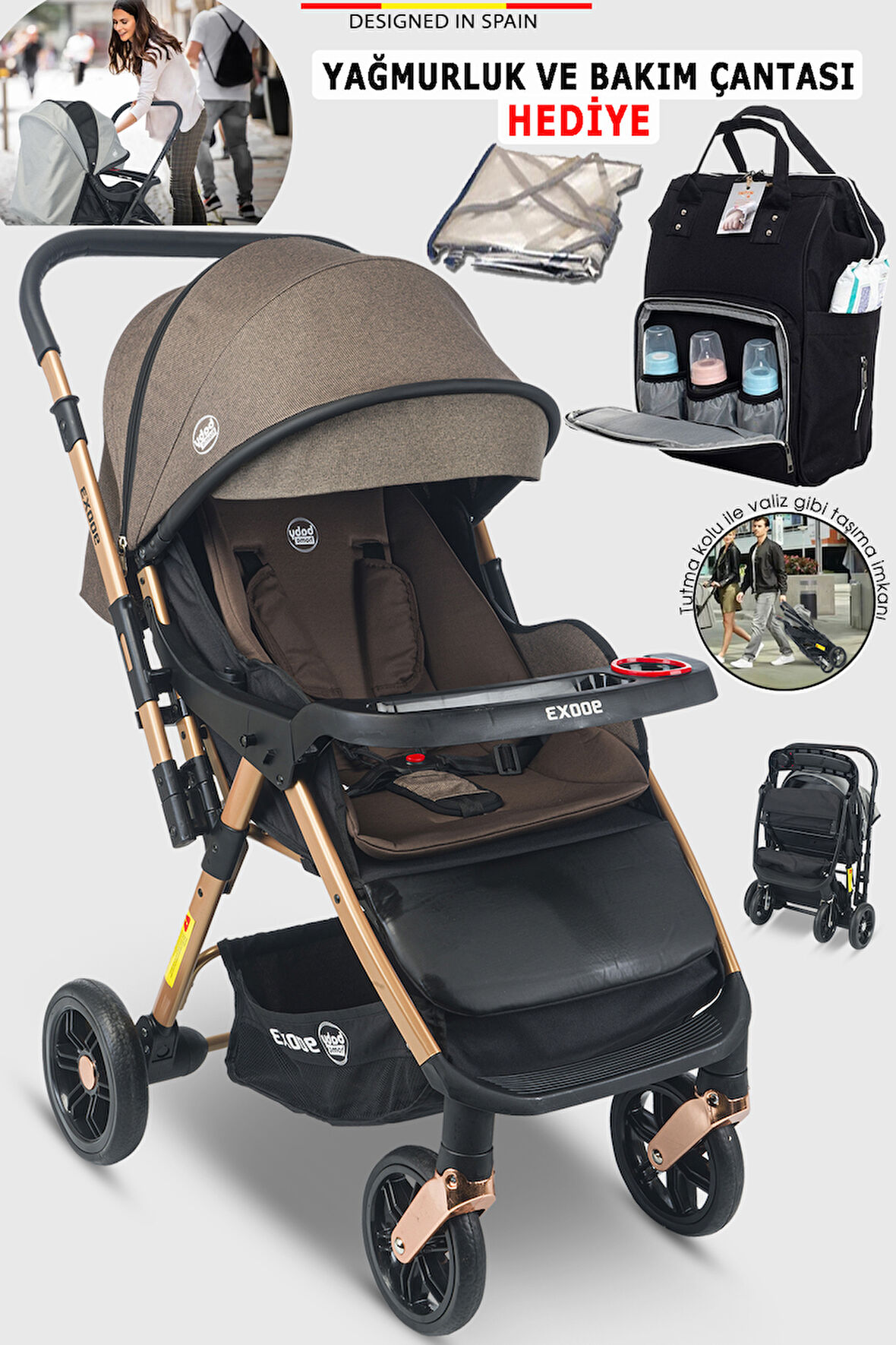 Baby Home 900 X3 Çift Yönlü Bebek Arabası Bakım Çantası Hediye