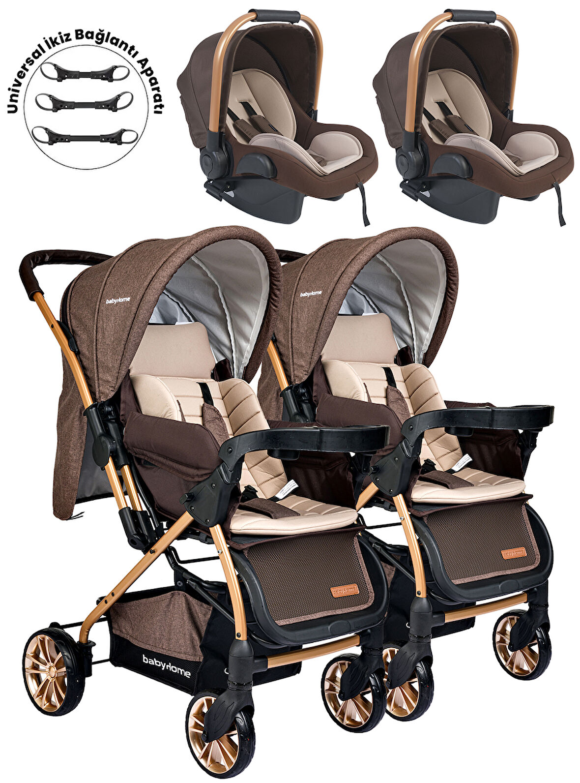Baby Home 790 Ayrılıp Birleşebilen Travel Sistem İkiz Bebek Arabası