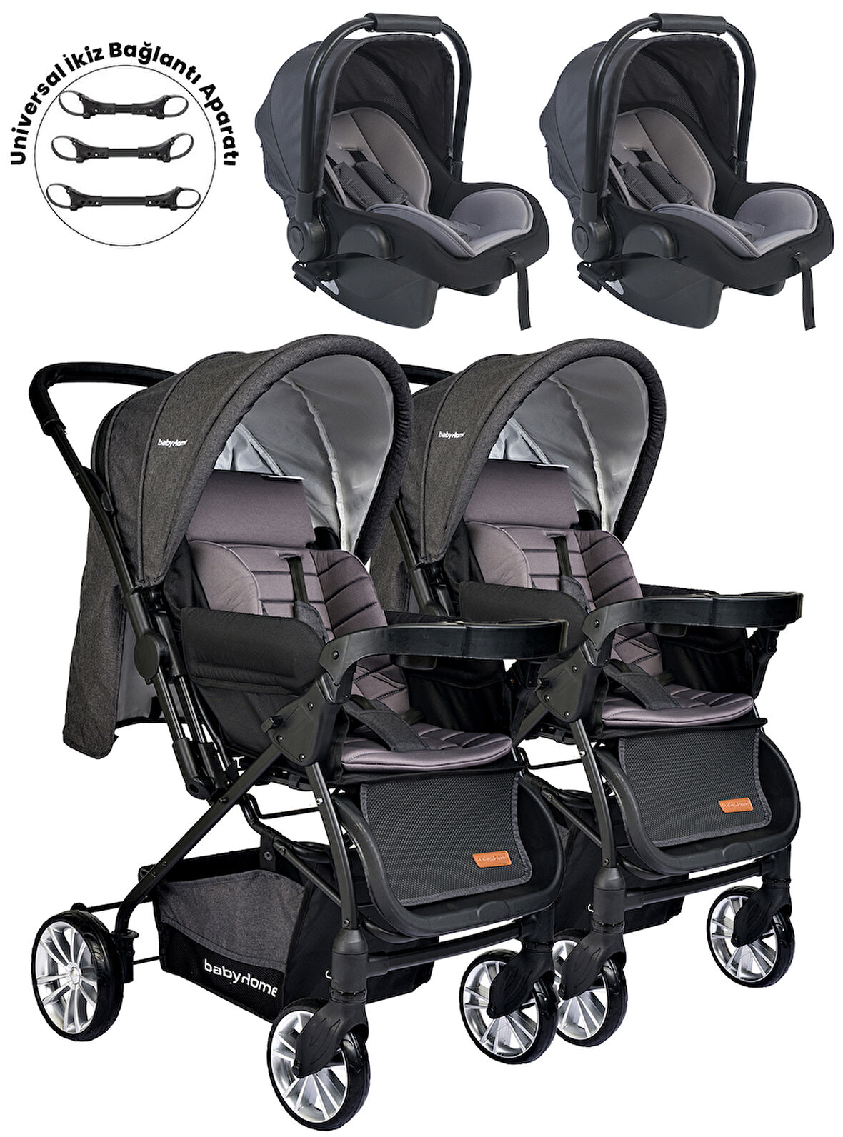 Baby Home 790 Ayrılıp Birleşebilen Travel Sistem İkiz Bebek Arabası