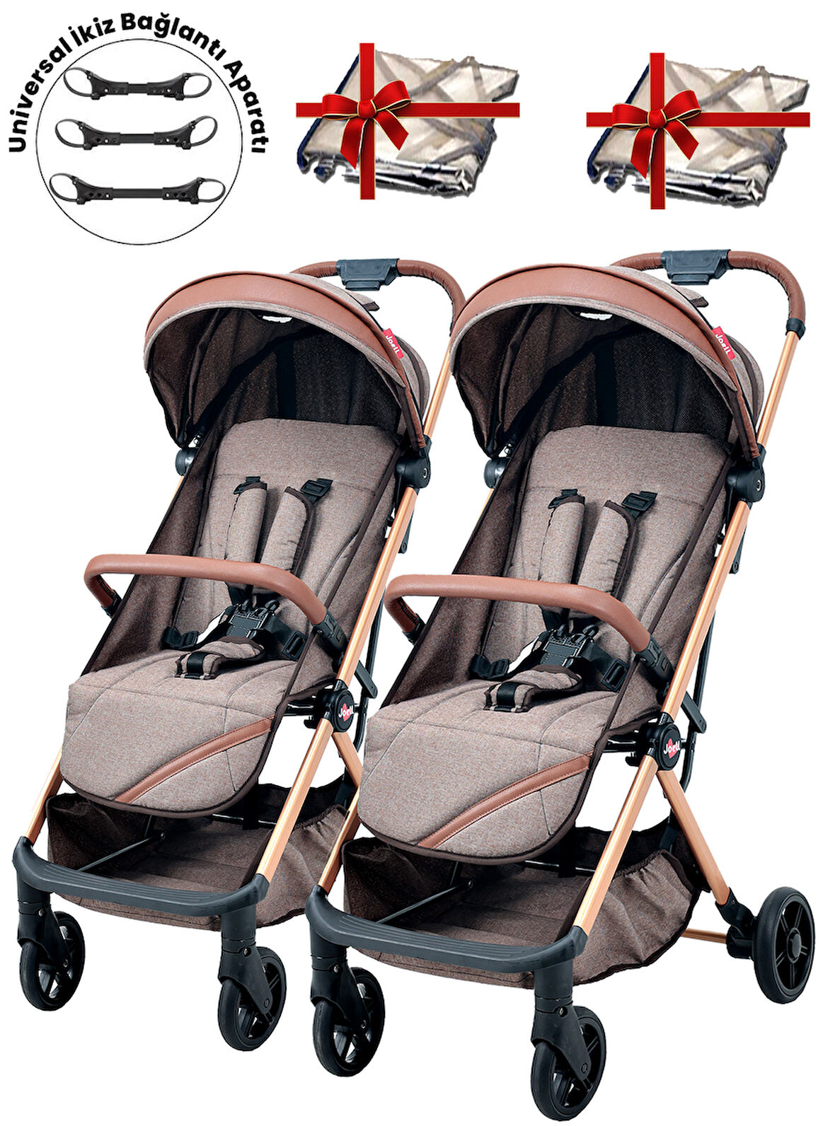 Joell Cabin Kabin Boy Ayrılıp Birleşebilen İkiz Bebek Arabası