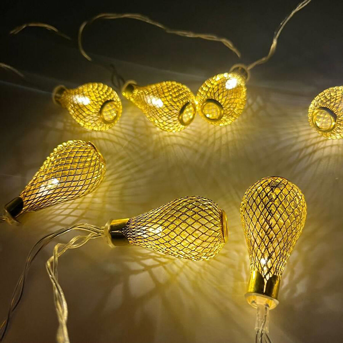 Armut Ampül Şekilli LED Işık - 10 Adet, 2 Metre, Pilli