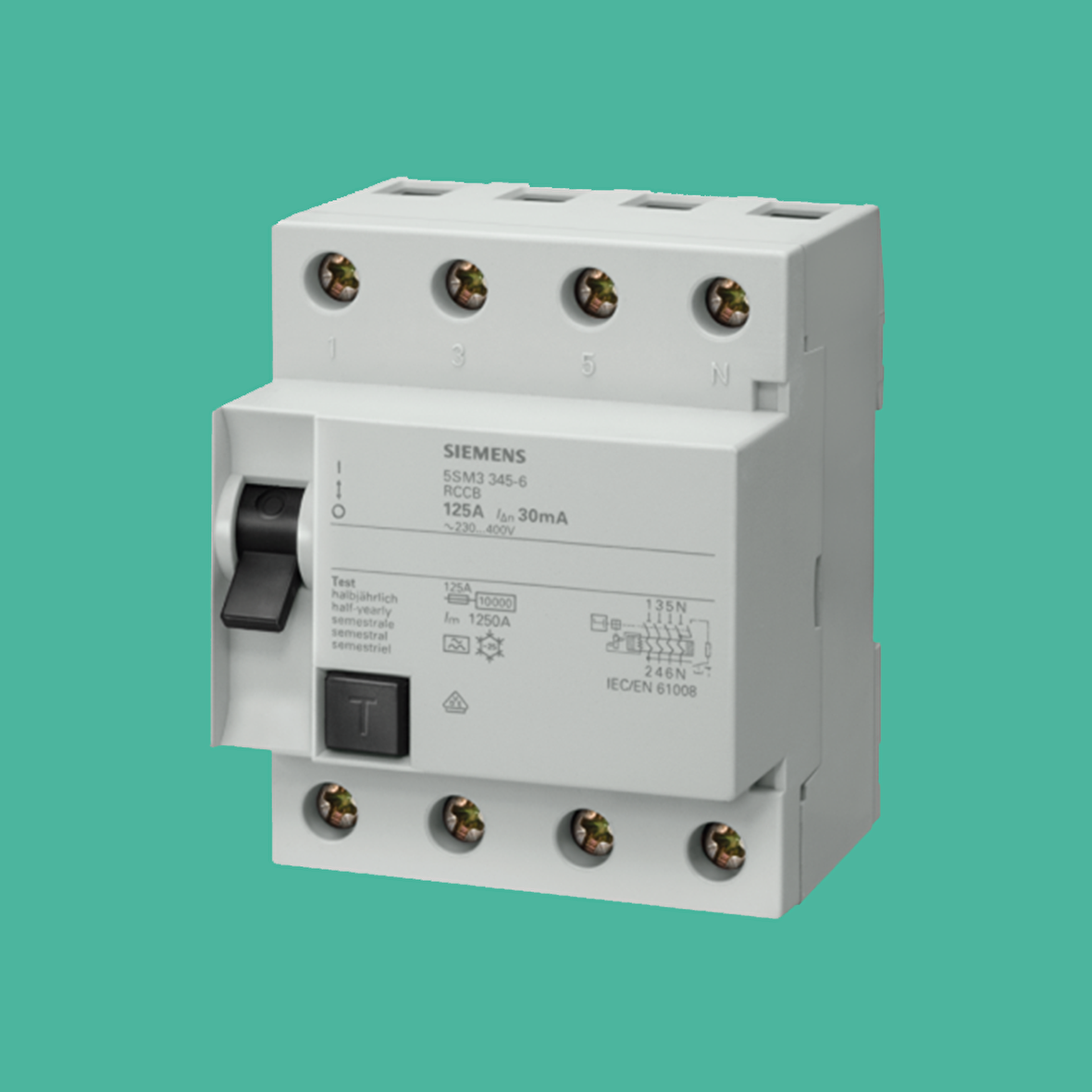 Sıemens,Kaçak Akım Koruma 125A 300Ma, Trifaze 5Sm3645-0