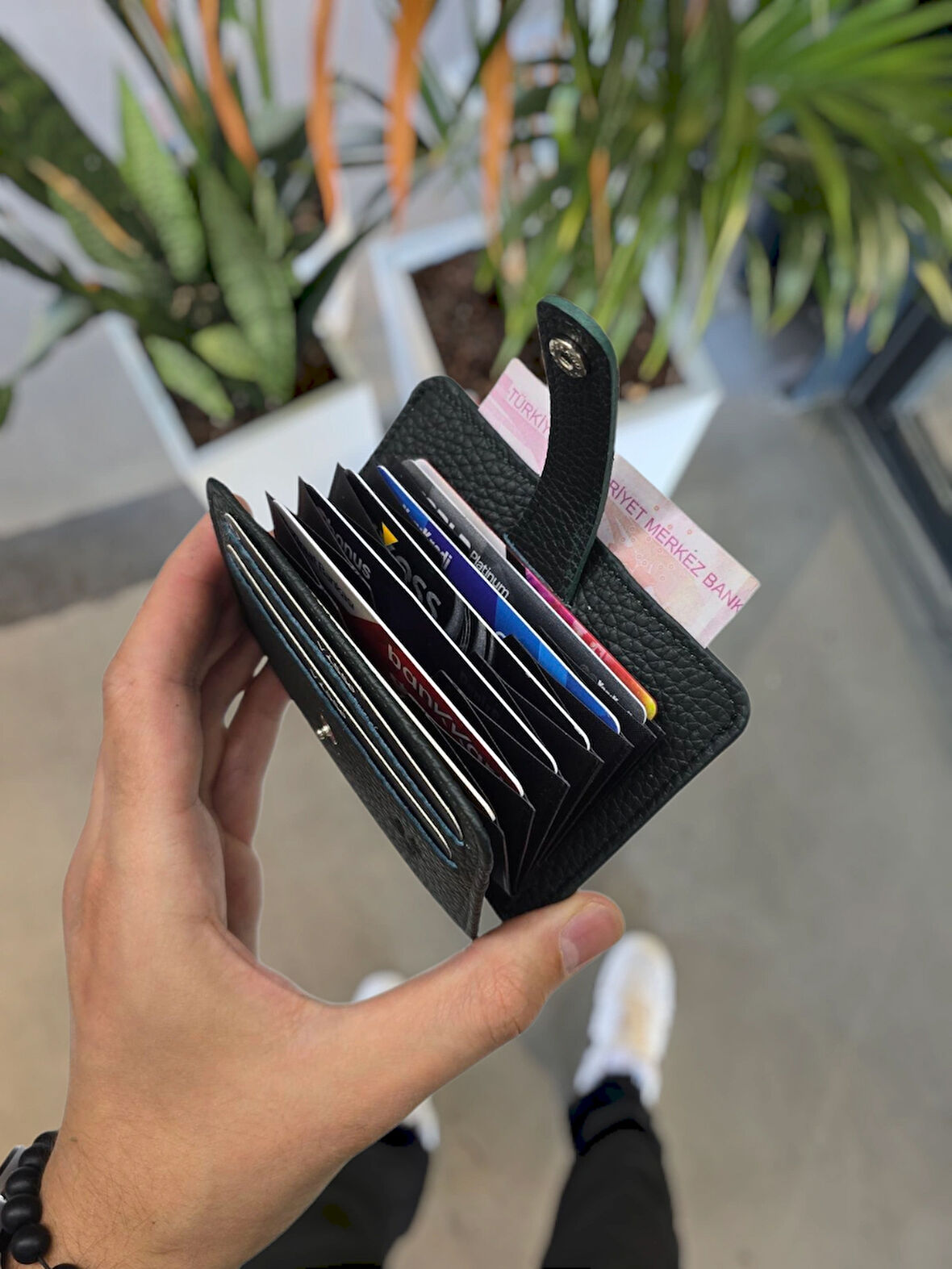 VİSSO 8600 Yeşil Hakiki Deri Çıtçıtlı Akordeon Kartlık Akordeon Kimlik Bölmeli Kişiye İsme Özel Erkek Kadın Çanta YEŞİL RENK