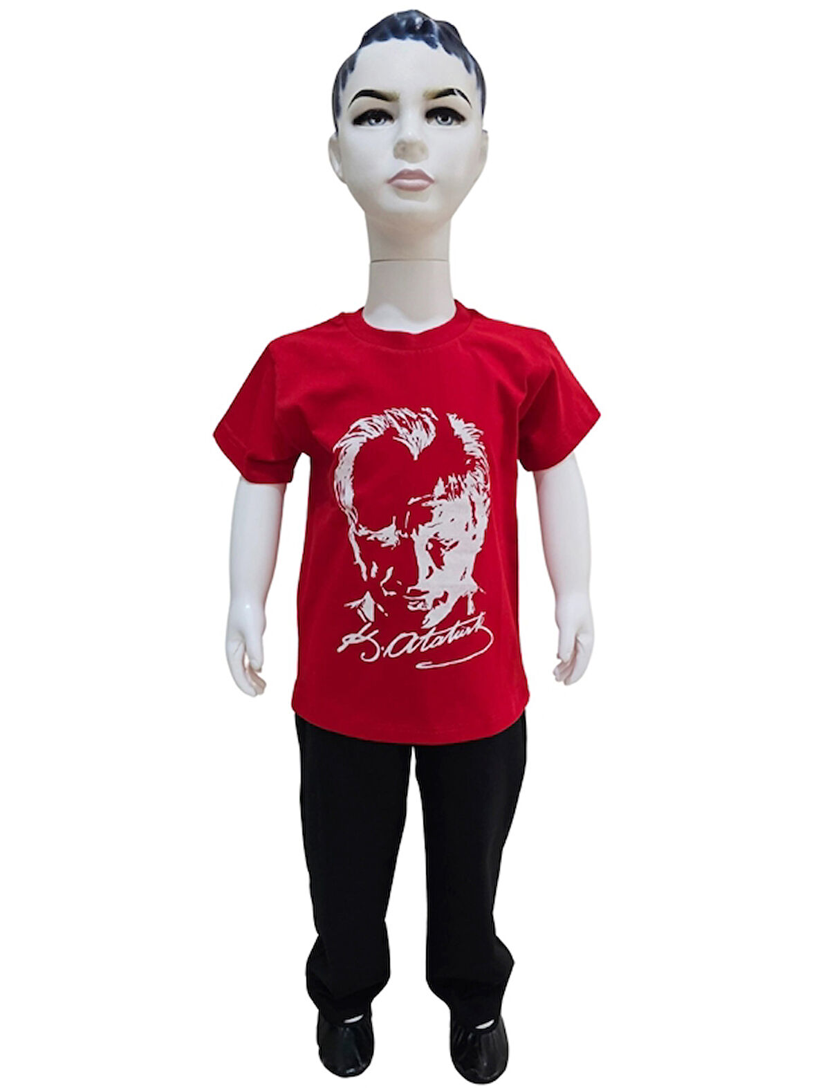 Atatürk Baskılı Kırmızı Tişört Siyah Pantolon Takım