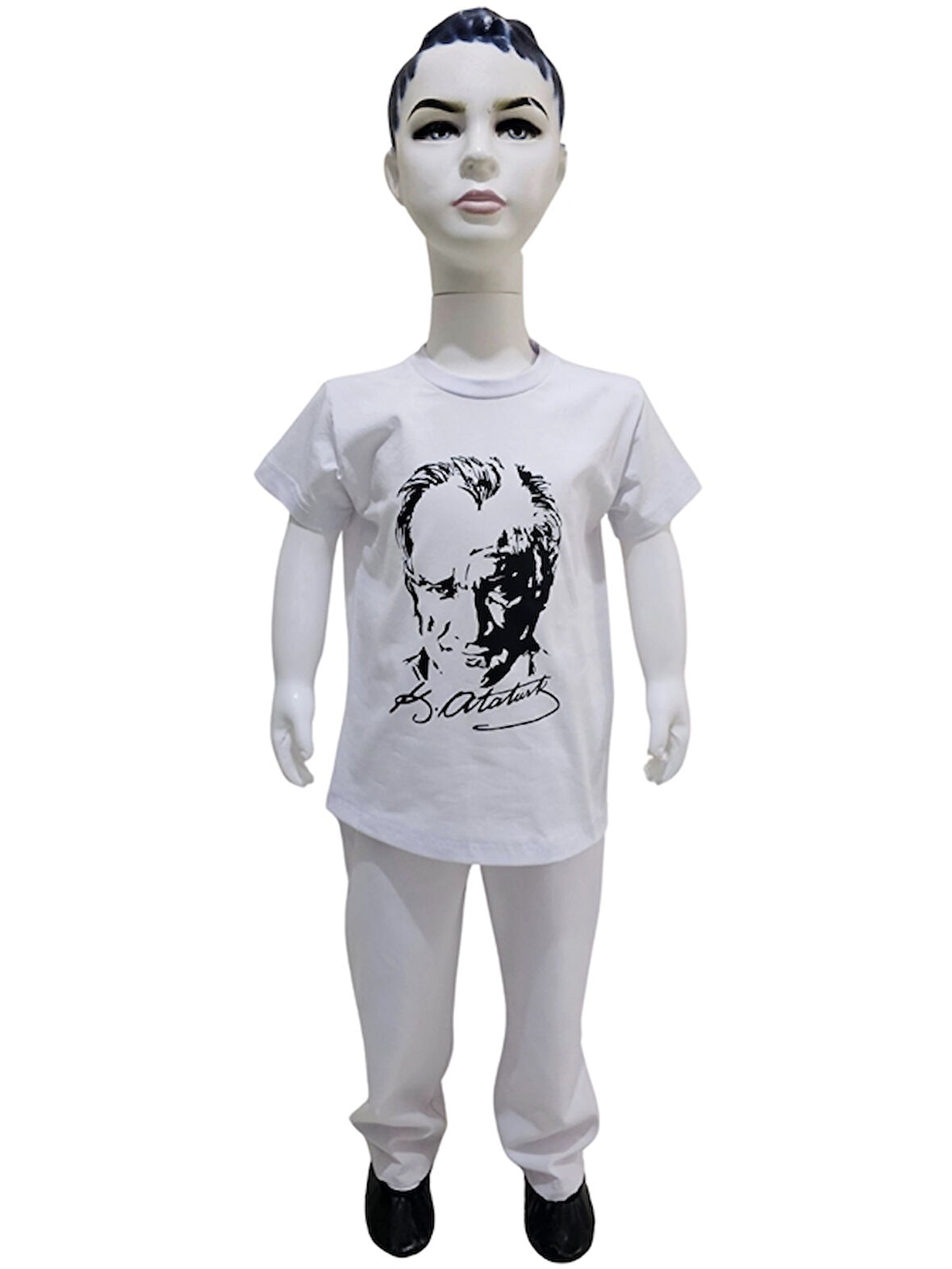 Atatürk Baskılı Beyaz Tişört Pantolon Takım